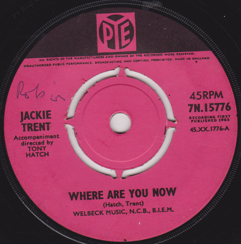 Jackie Trent – Where Are You Now (Pye 1965) 7" vinyl single VG/-
