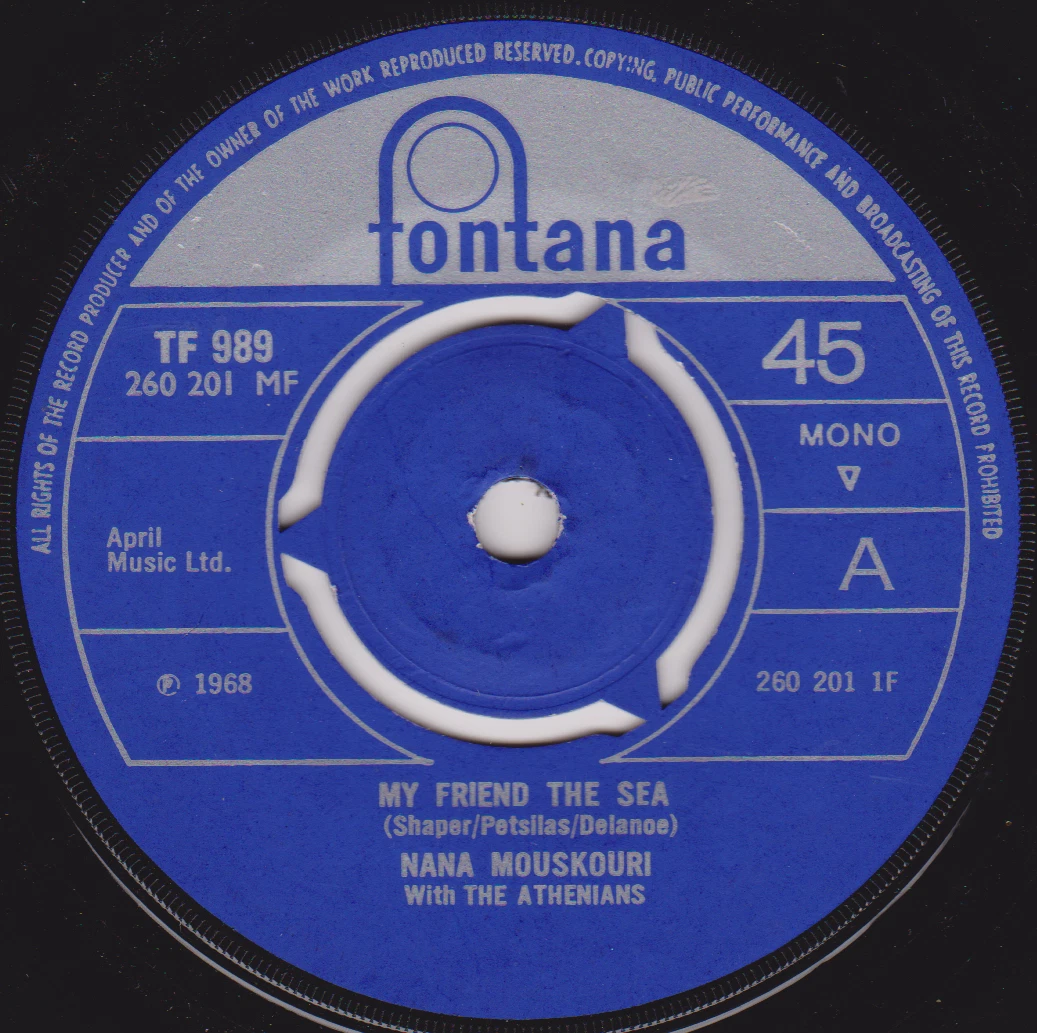 Nana Mouskouri With The Athenians – My Friend The Sea (Philips 1968) 7" vinyl VG