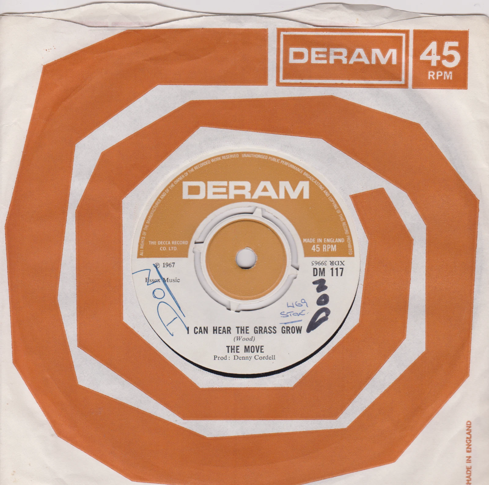 The Move – I Can Hear The Grass Grow (Deram 1967) 7" vinyl single VG/VG