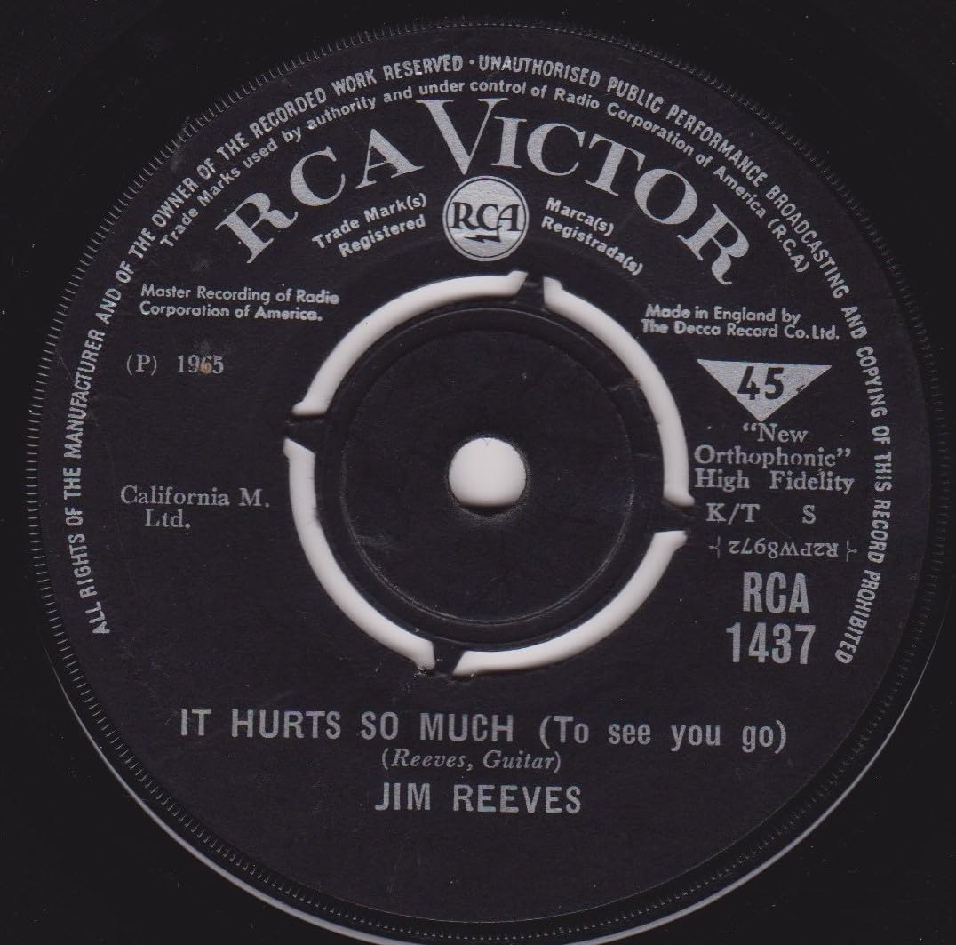 Jim Reeves ‎– It Hurts So Much (To See You Go) (RCA Victor 1965) 7" vinyl single VG/-