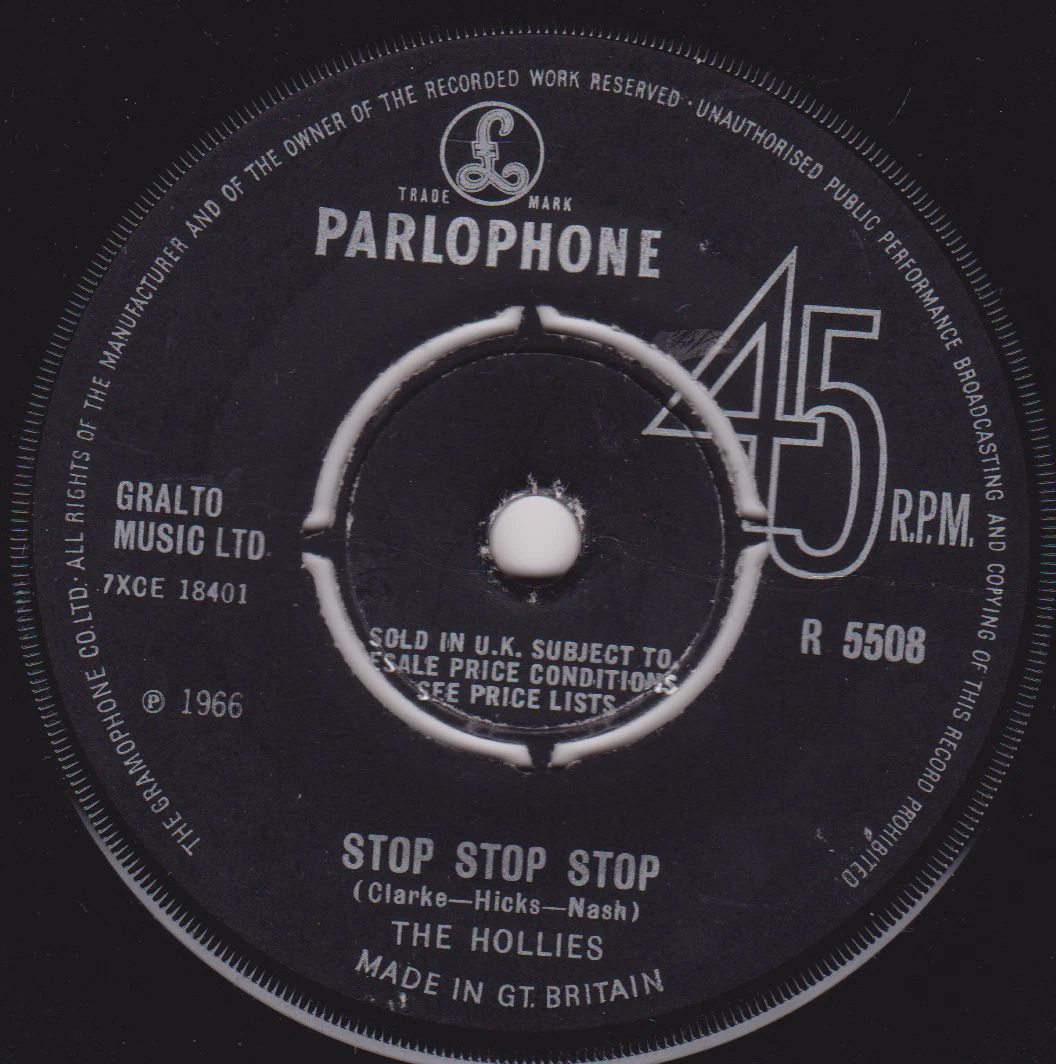 The Hollies – Stop Stop Stop (Parlophone 1966) 7" vinyl single VG/-