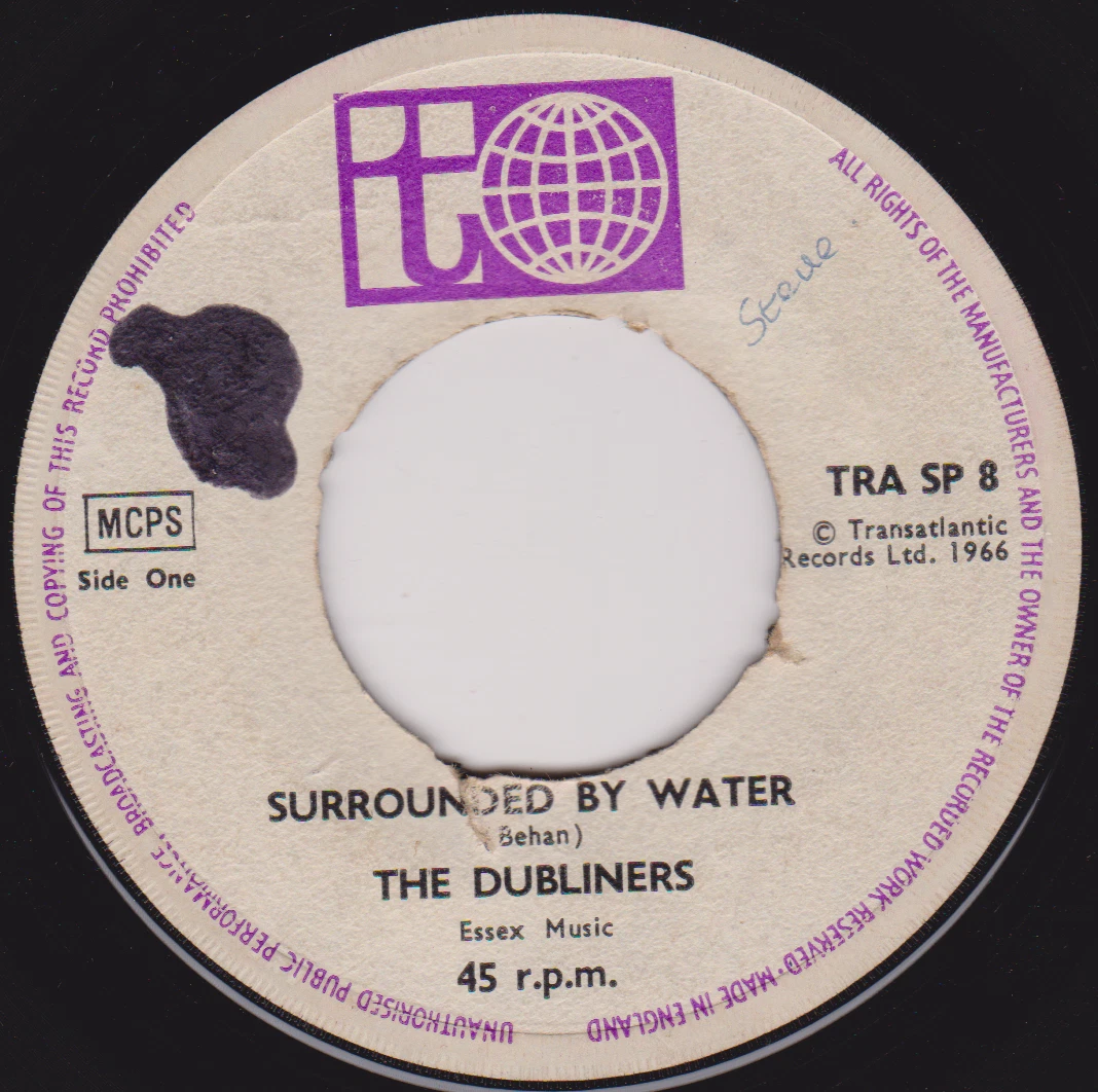 The Dubliners – Surrounded By Water (Transatlantic 1966) 7" vinyl single VG/-