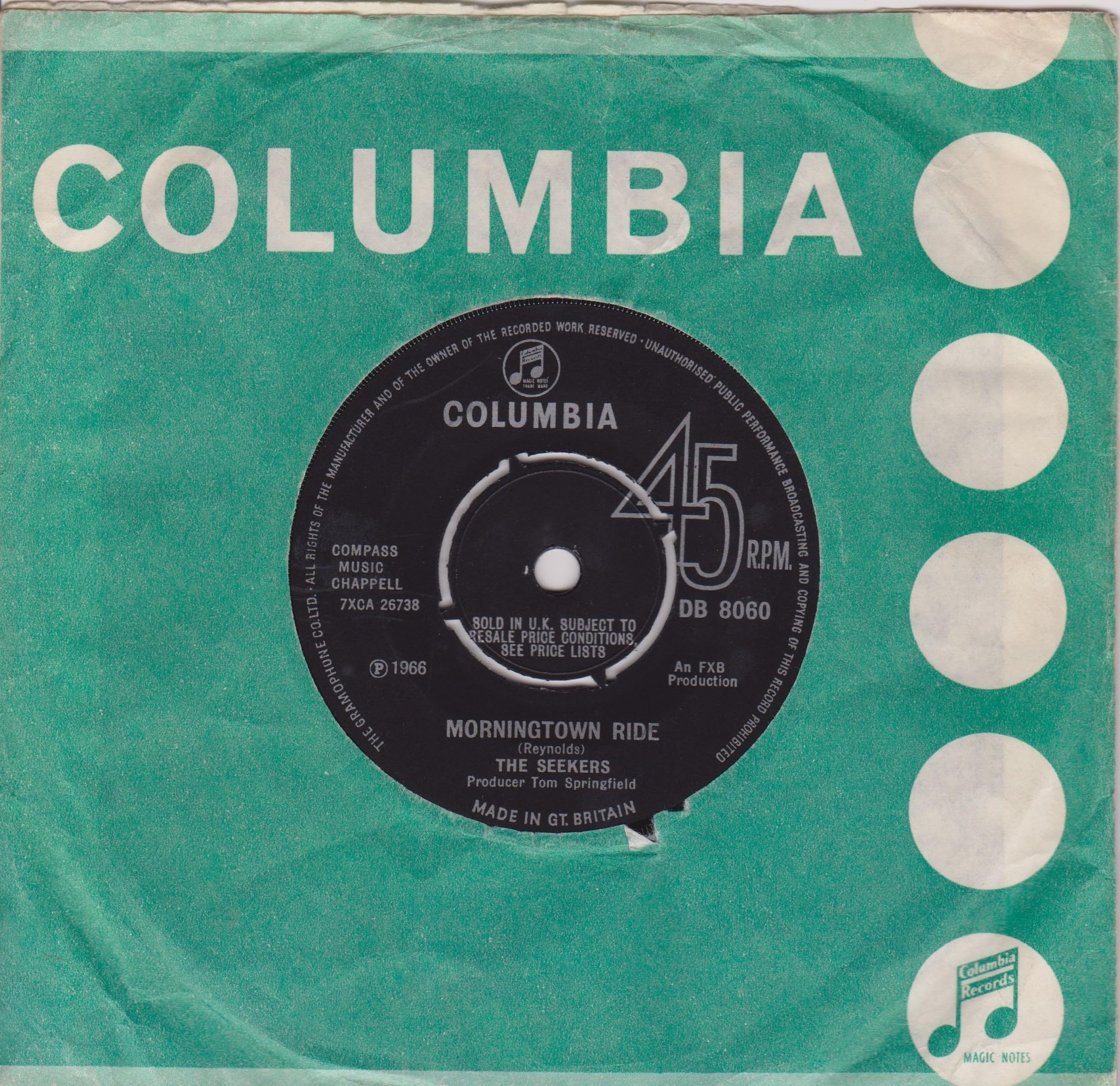 The Seekers – Morningtown Ride (Columbia 1966) 7" vinyl single VG/VG