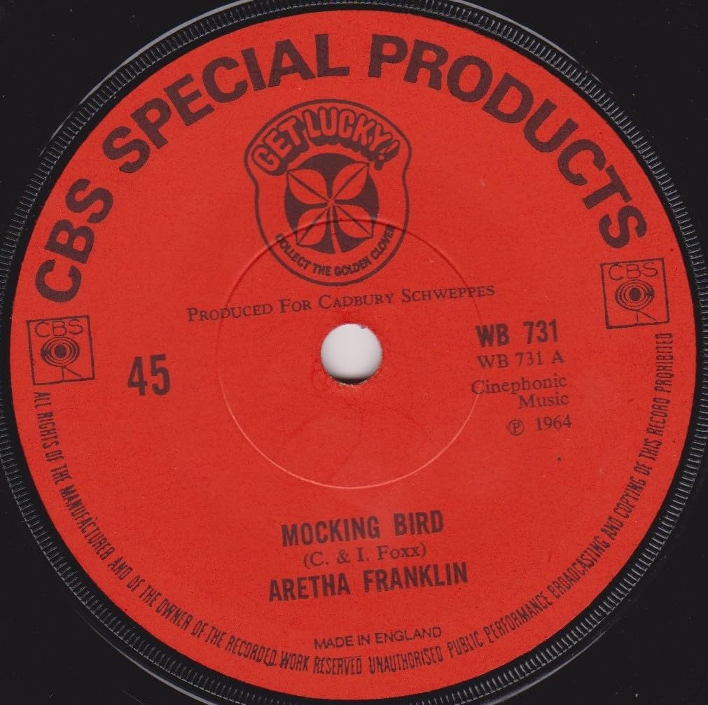 Aretha Franklin / Johnny Mathis – Mocking Bird / Up, Up & Away (CBS) 7" vinyl single VG/-