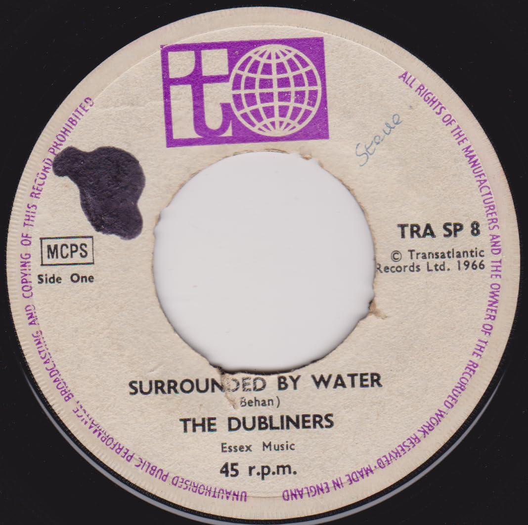 The Dubliners – Surrounded By Water (Transatlantic 1966) 7" vinyl single VG/- jukebox centre