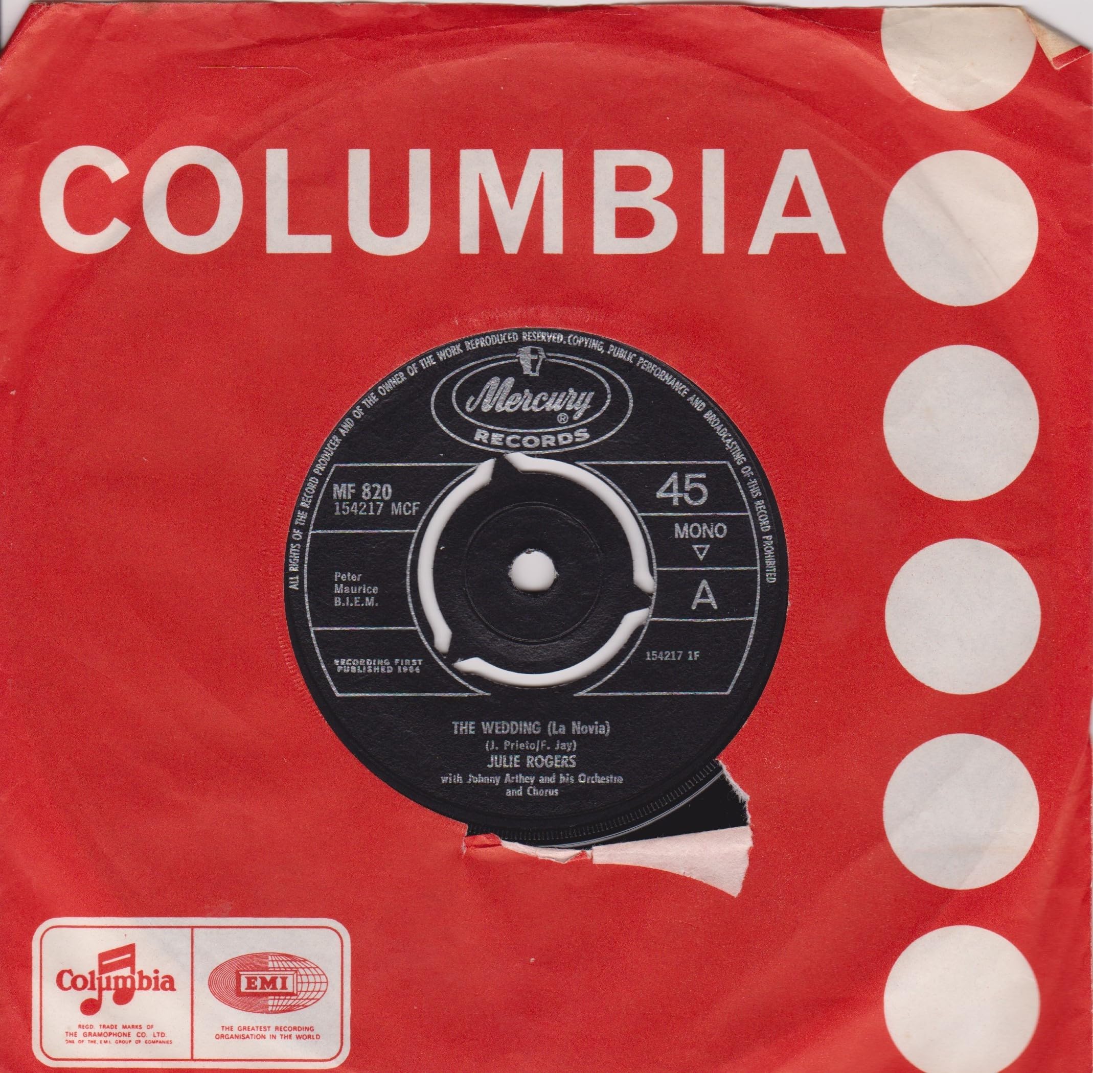 Julie Rogers - The Wedding (La Novia) (Mercury 1964) 7" vinyl single VG/-