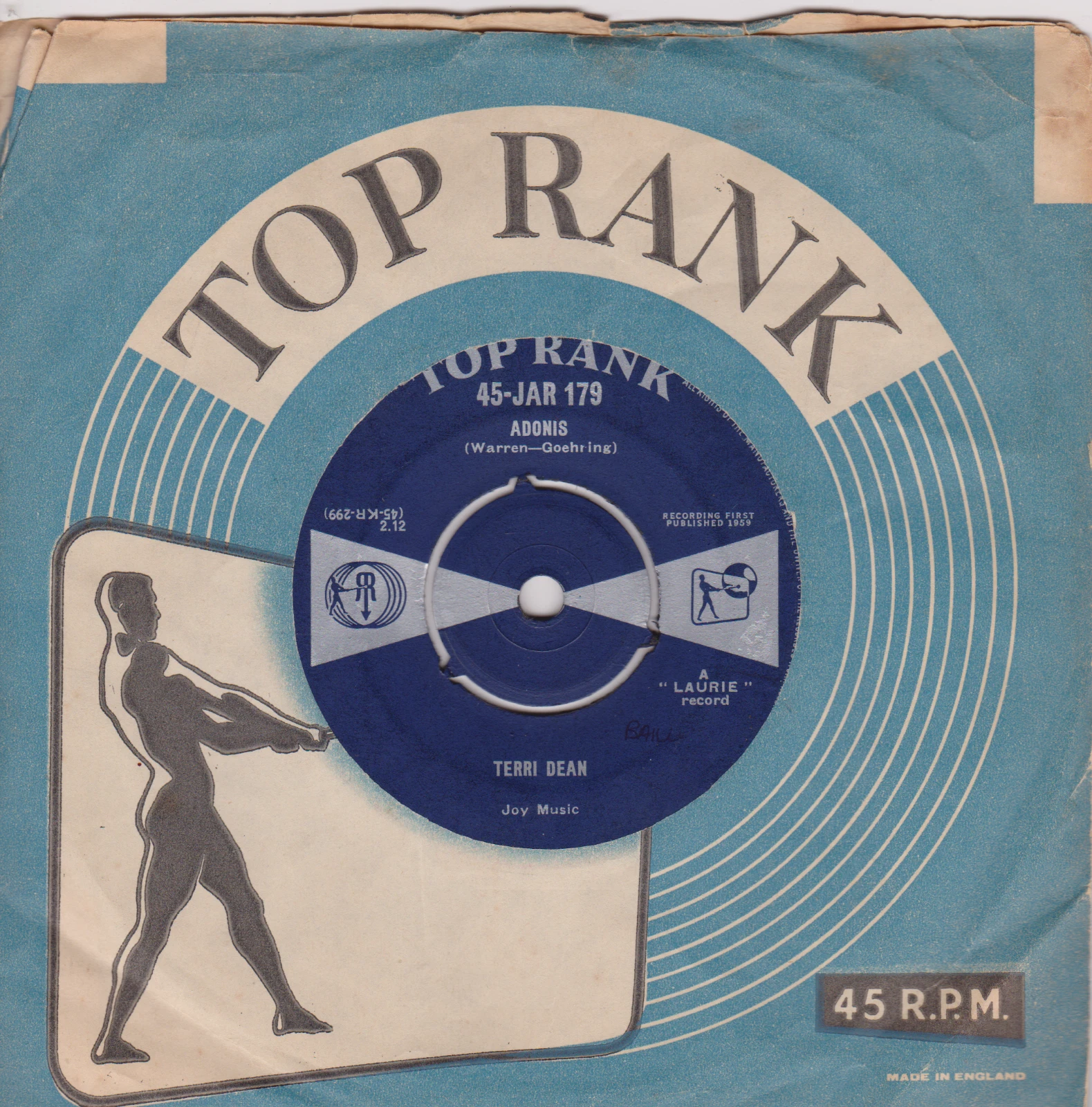 Terri Dean - Adonis (Top Rank 1959) 7" vinyl single VG/VG