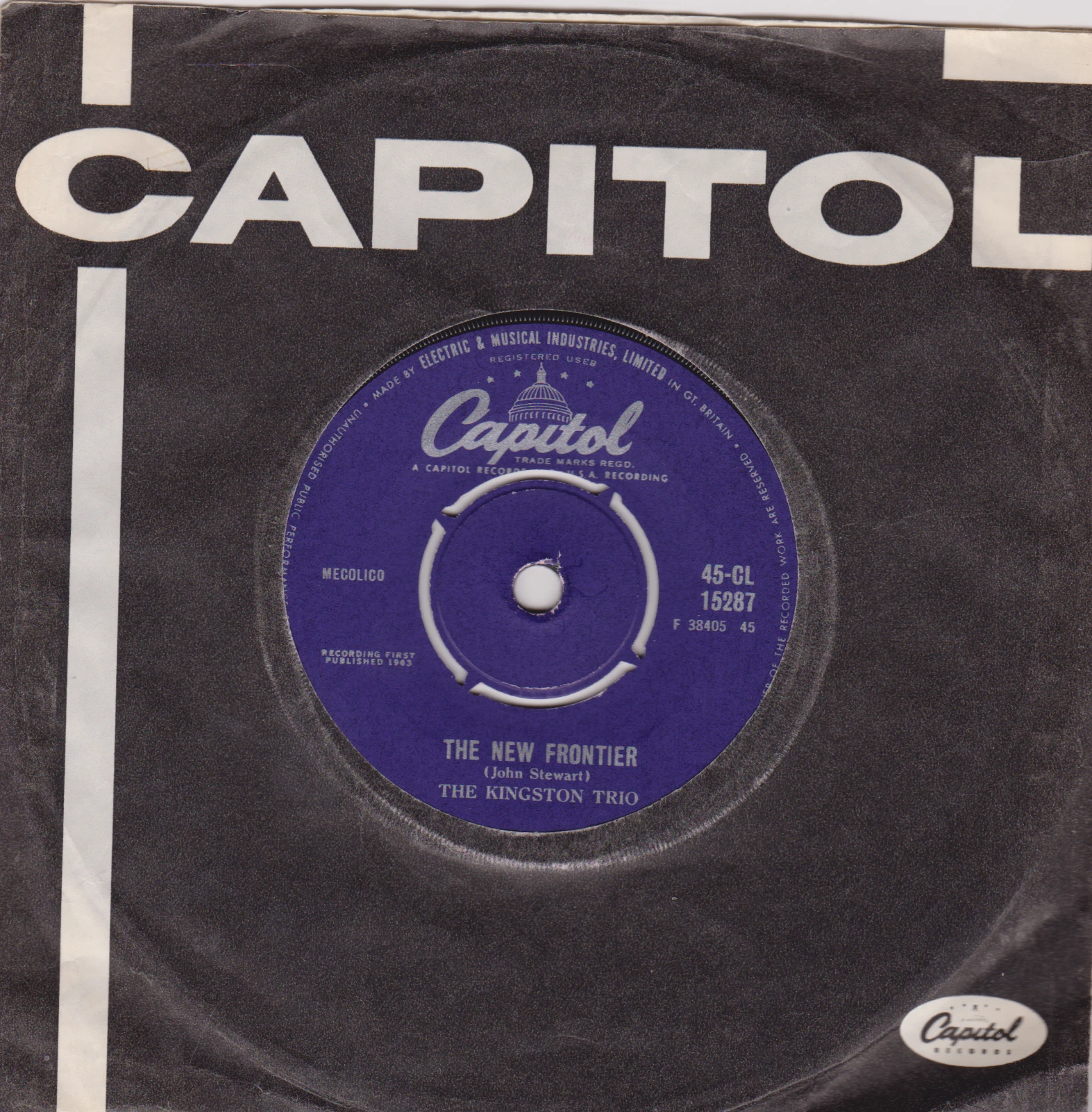 The Kingston Trio – The New Frontier (Capitol 1963) 7" vinyl single VG/VG