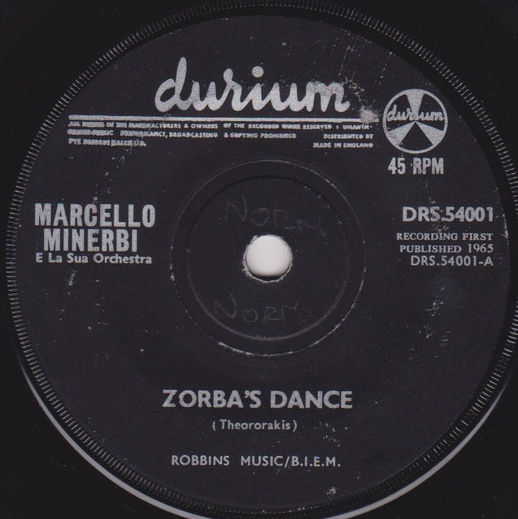 Marcello Minerbi E La Sua Orchestra – Zorba's Dance (Durium 1965) 7" vinyl single VG/-
