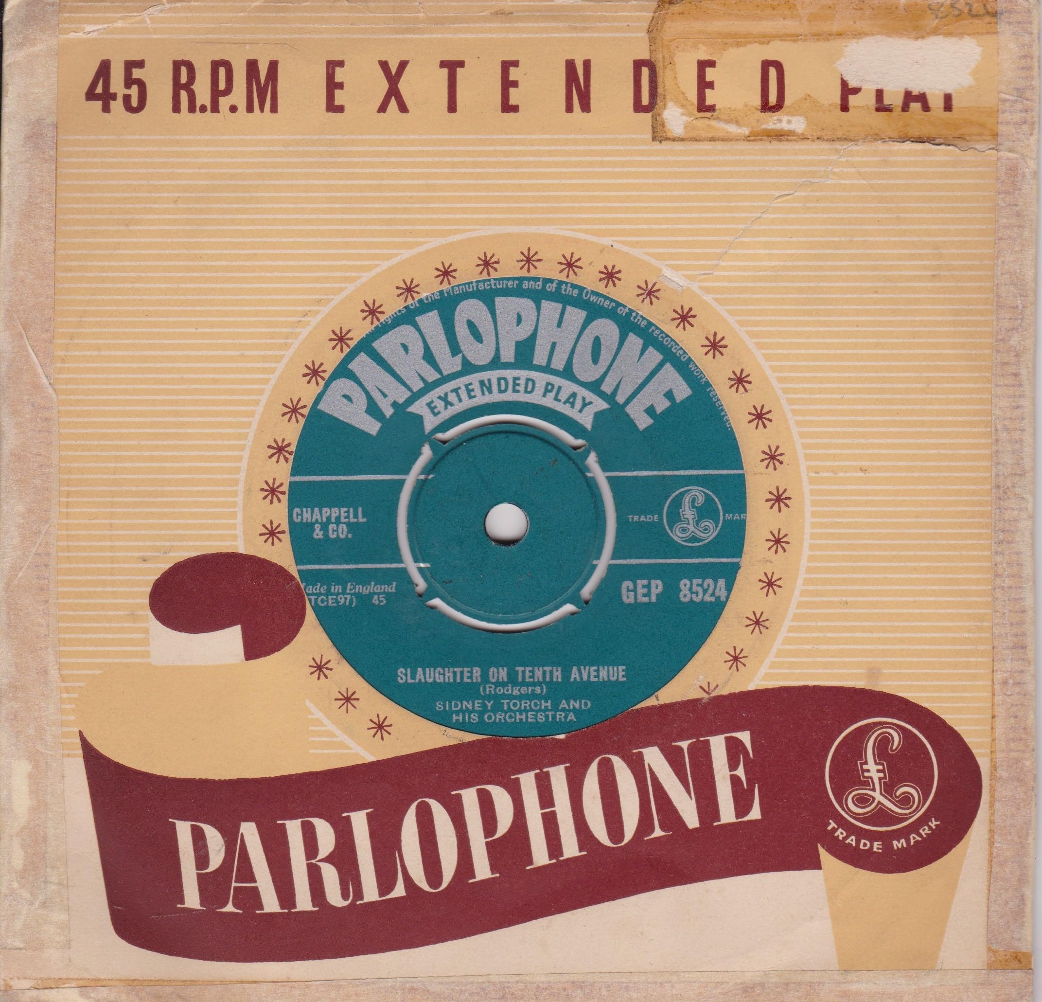 Sidney Torch And His Orchestra – Slaughter On Tenth Avenue (Parlophone 1965) 7" vinyl EP VG/G