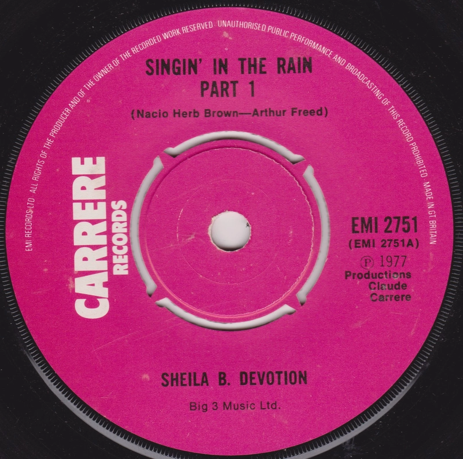 Sheila B. Devotion - Singin' In The Rain (Carrere, 1977) 7" vinyl single VG/-