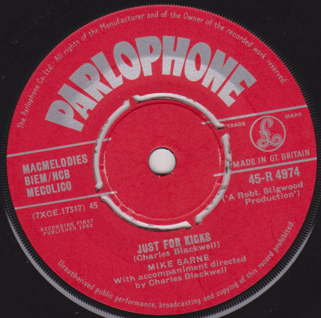 Mike Sarne – Just For Kicks (Parlophone 1962) 7" vinyl single VG/-