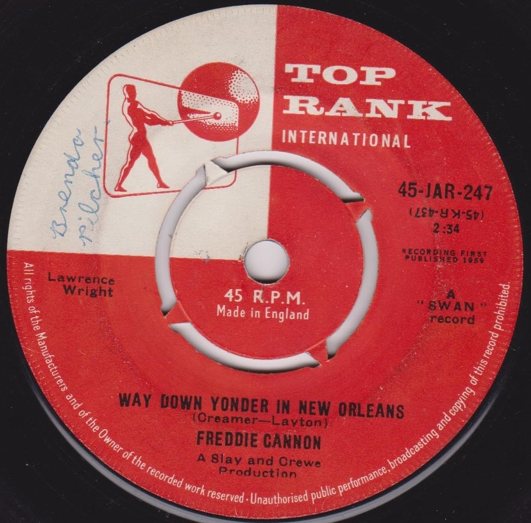 Freddie Cannon - Way Down Yonder In New Orleans (Top Rank 1959) 7" vinyl single VG/-