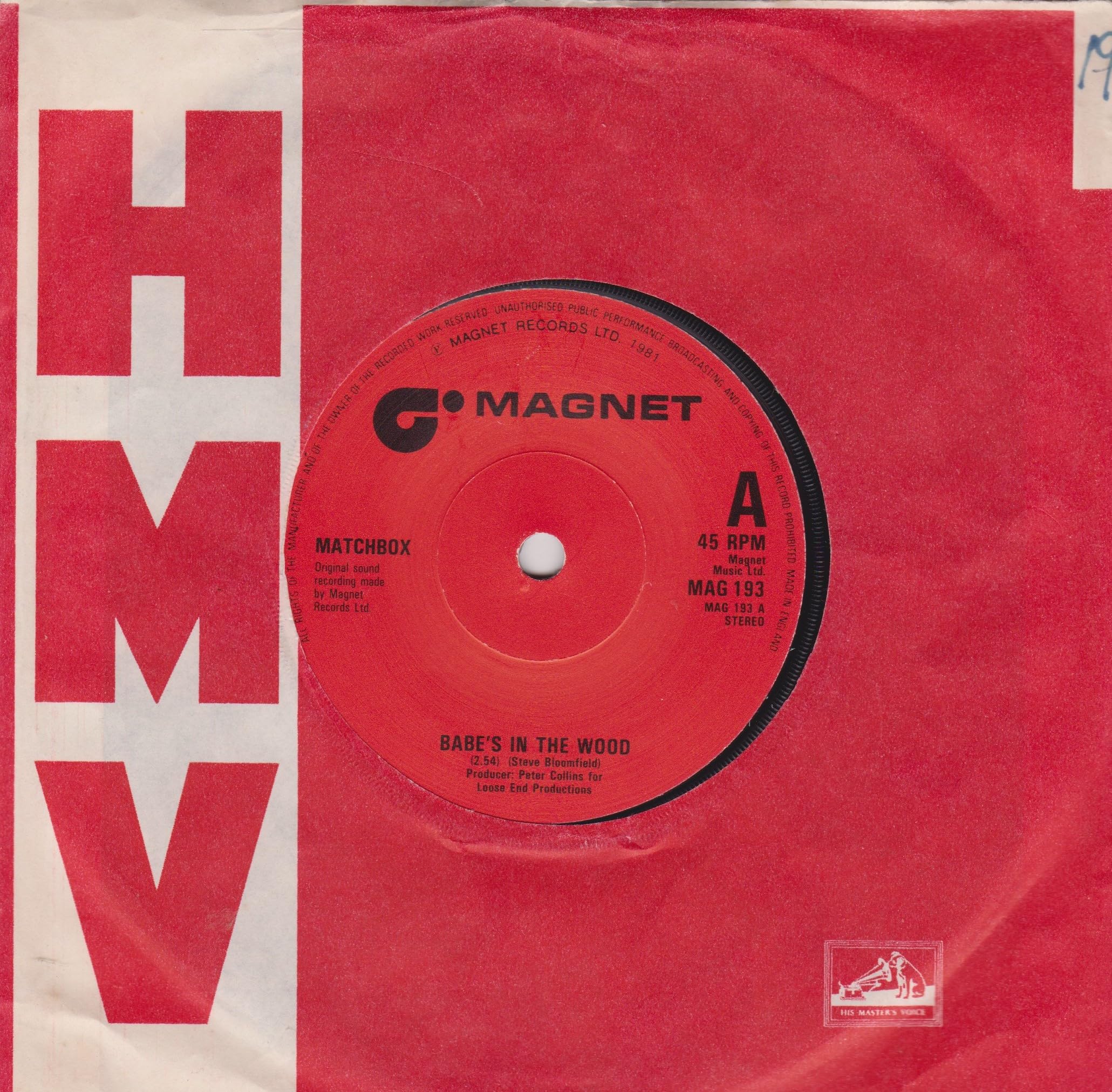 Matchbox – Babe's In The Wood (Magnet 1981) 7" vinyl single VG/-