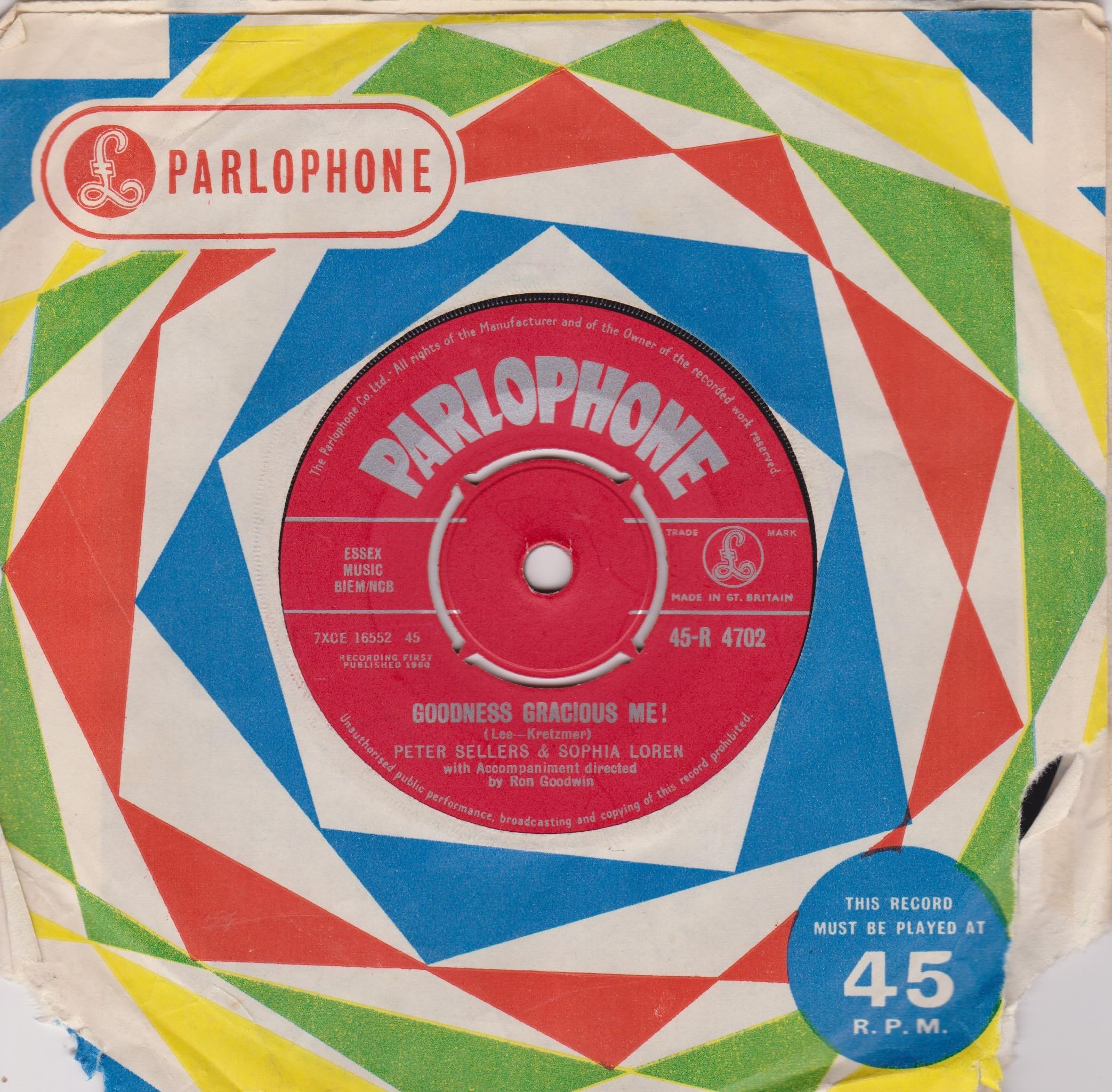 Peter Sellers & Sophia Loren – Goodness Gracious Me! (Parlophone 1960) 7" vinyl single VG/G+