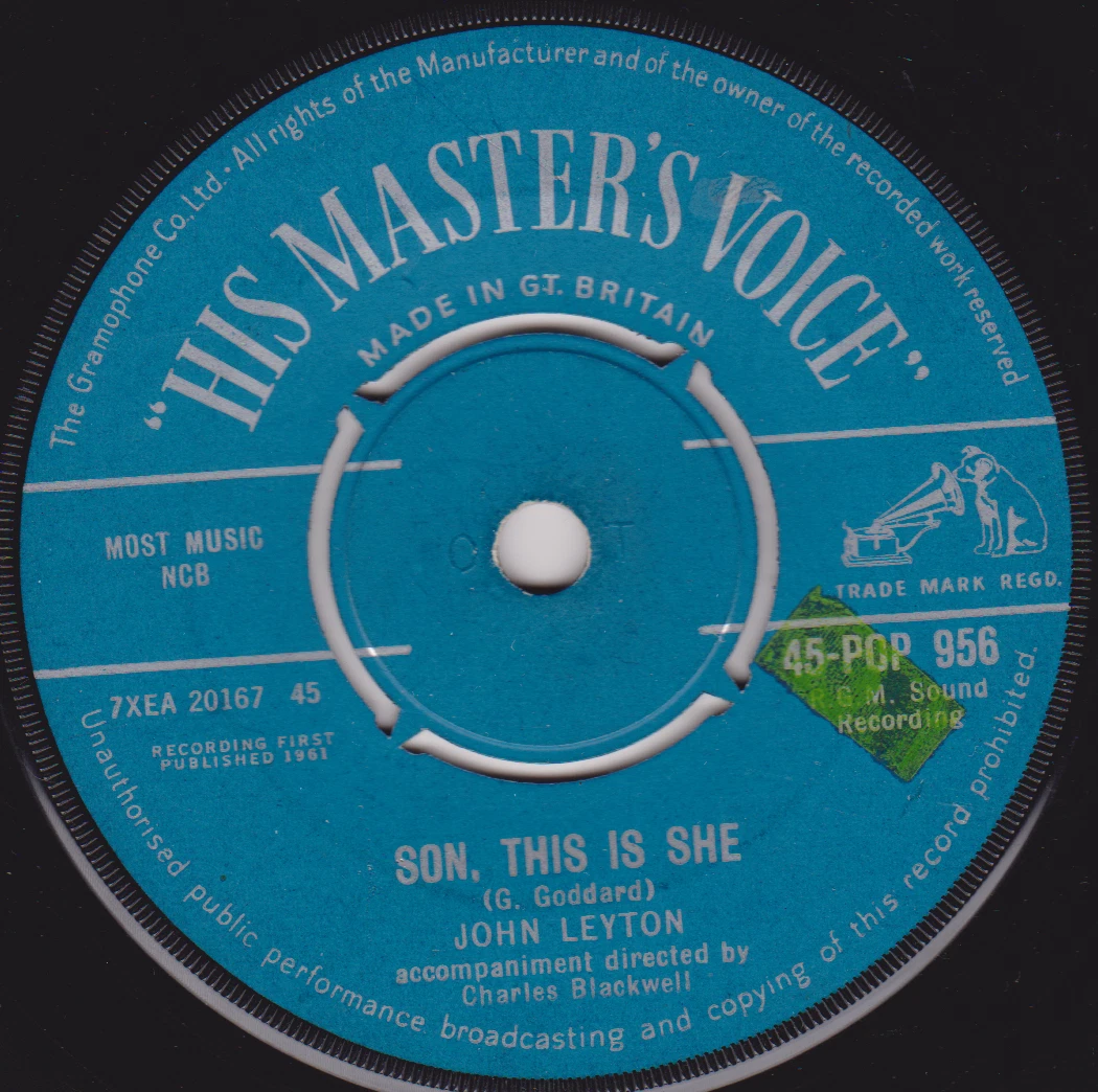 John Leyton - Son, This Is She (HMV 1961) 7" vinyl single VG/-