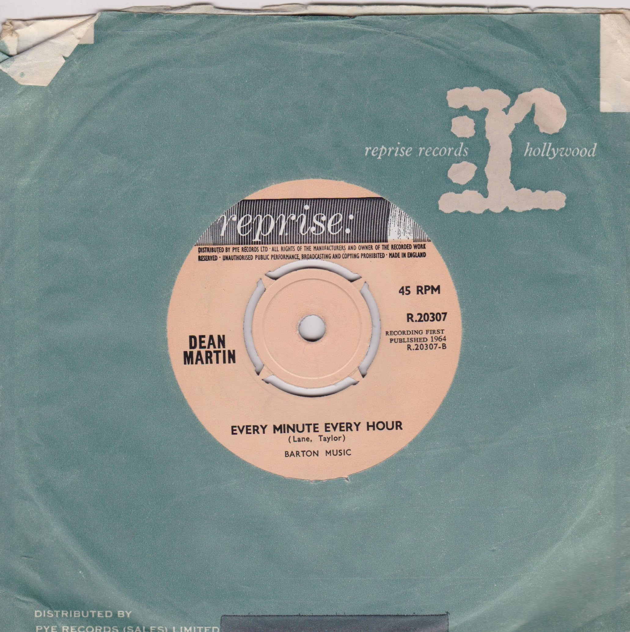 Dean Martin – Every Minute Every Hour (Reprise 1964) 7" vinyl single VG/VG