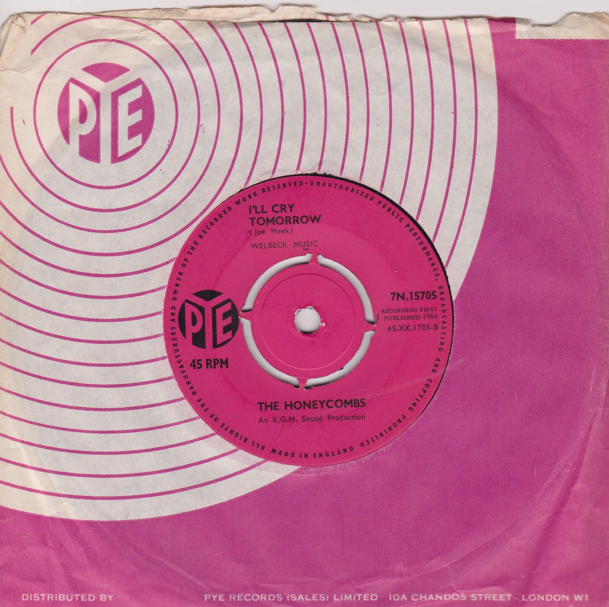 The Honeycombs - Is It Because? (Pye 1964) 7" vinyl single VG/-