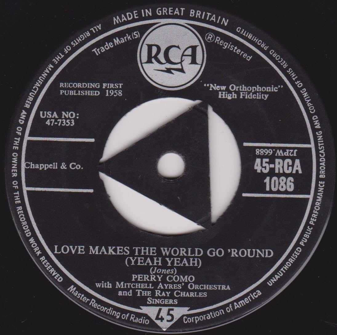 Perry Como - Love Makes The World Go 'Round (Yeah Yeah) (RCA 1958) 7" vinyl single VG/-