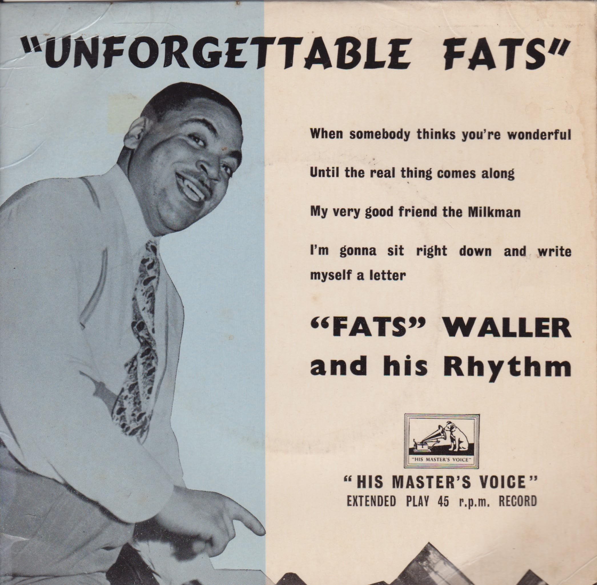 "Fats" Waller And His Rhythm ‎– Unforgettable Fats (HMV 1957) 7" vinyl EP VG/VG