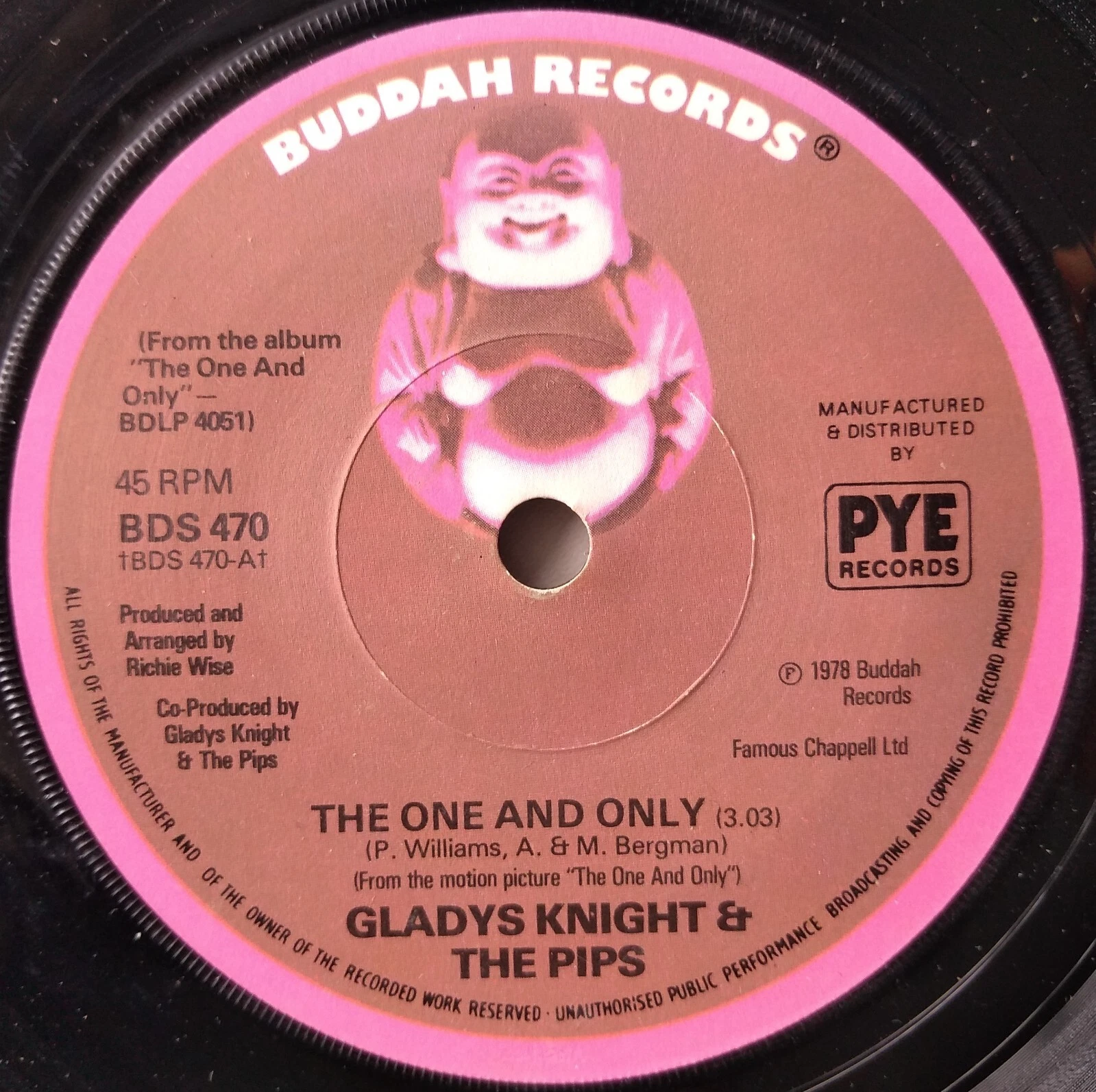 Gladys Knight & The Pips – The One And Only (Buddah 1978) 7" vinyl single VG/-