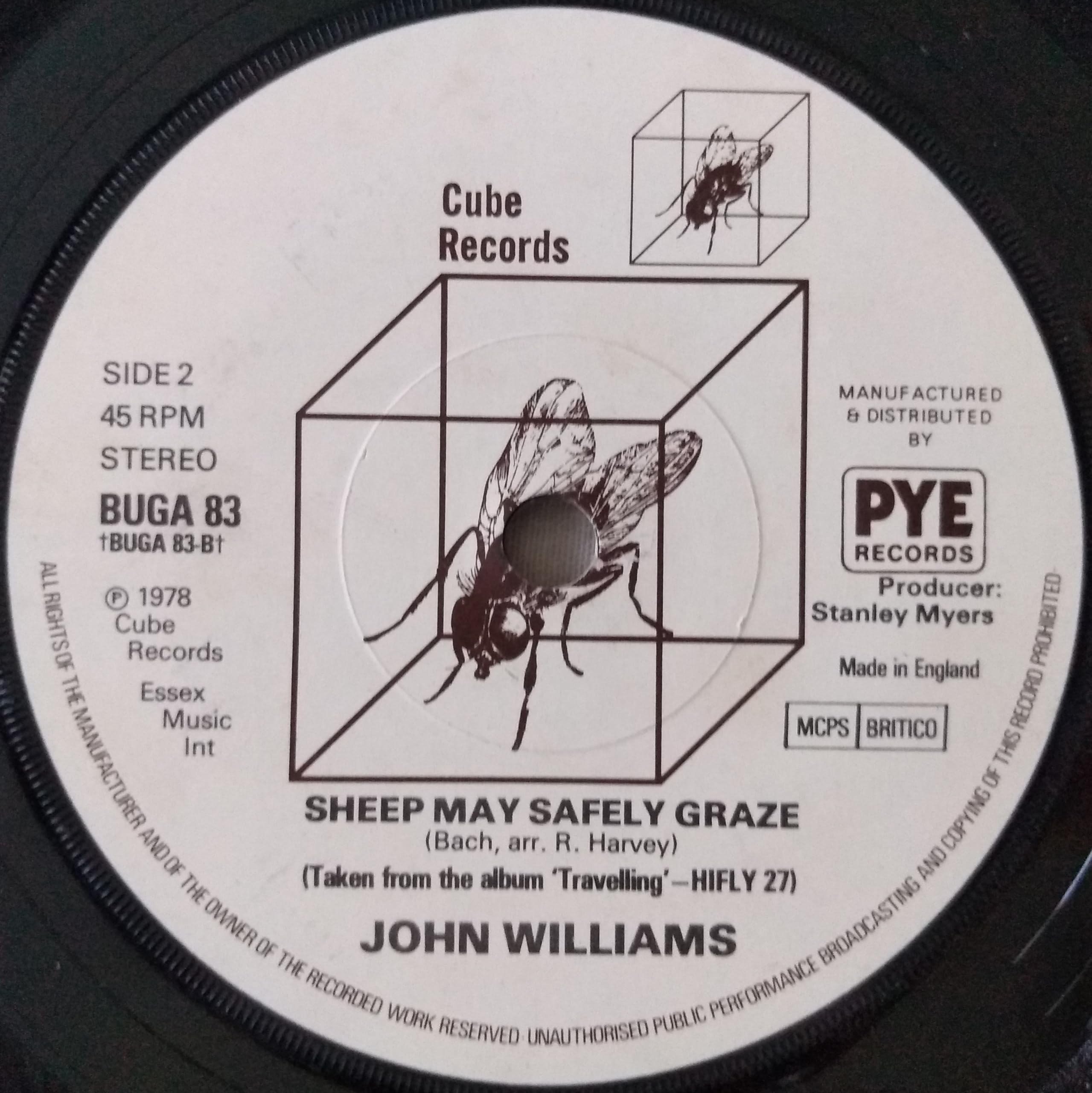 John Williams - Air On The 'G' String (Cube 1979) 7" vinyl single VG/-