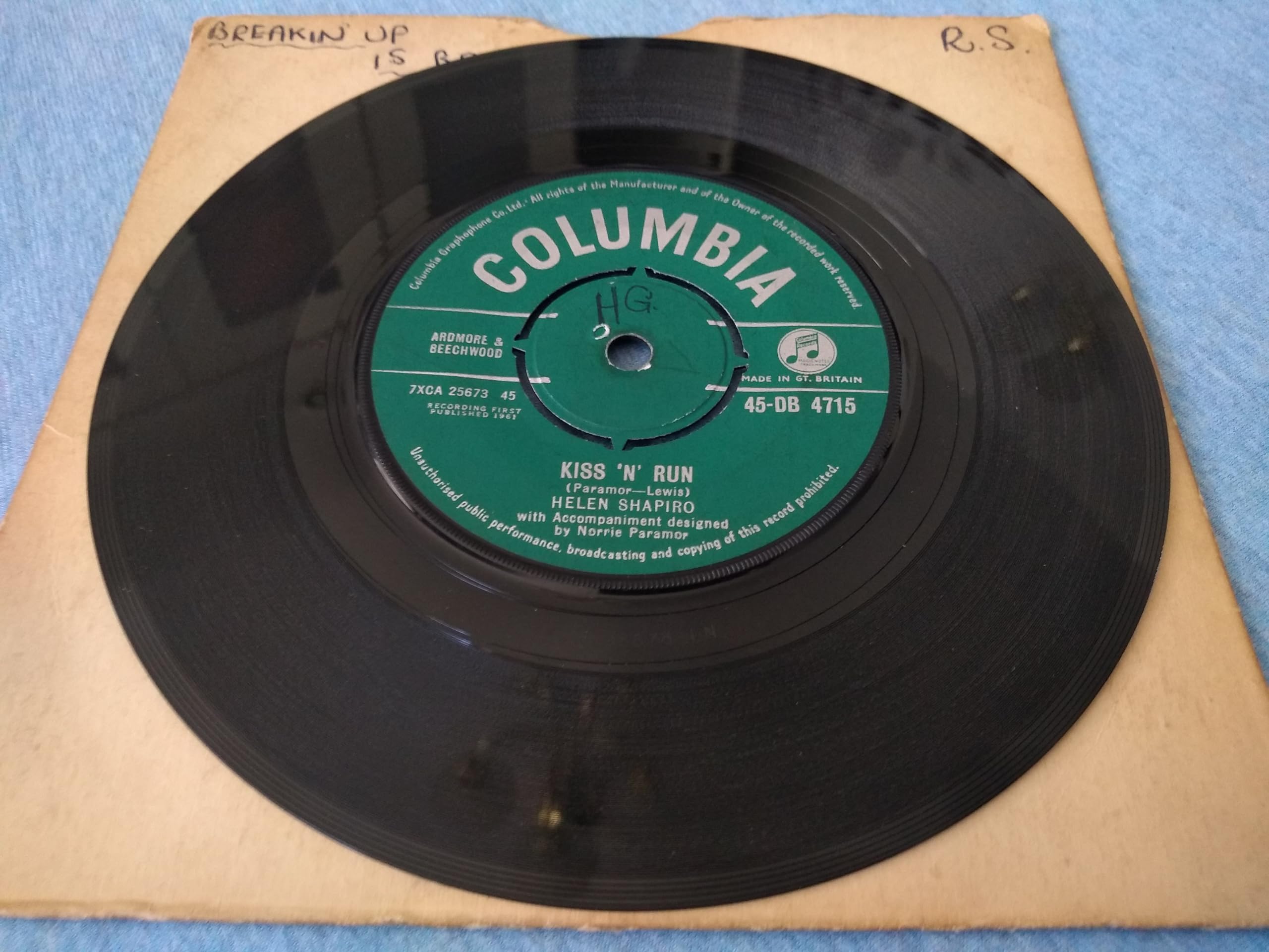 Helen Shapiro - Walkin' Back To Happiness (Columbia 1961) 7" vinyl single VG/-