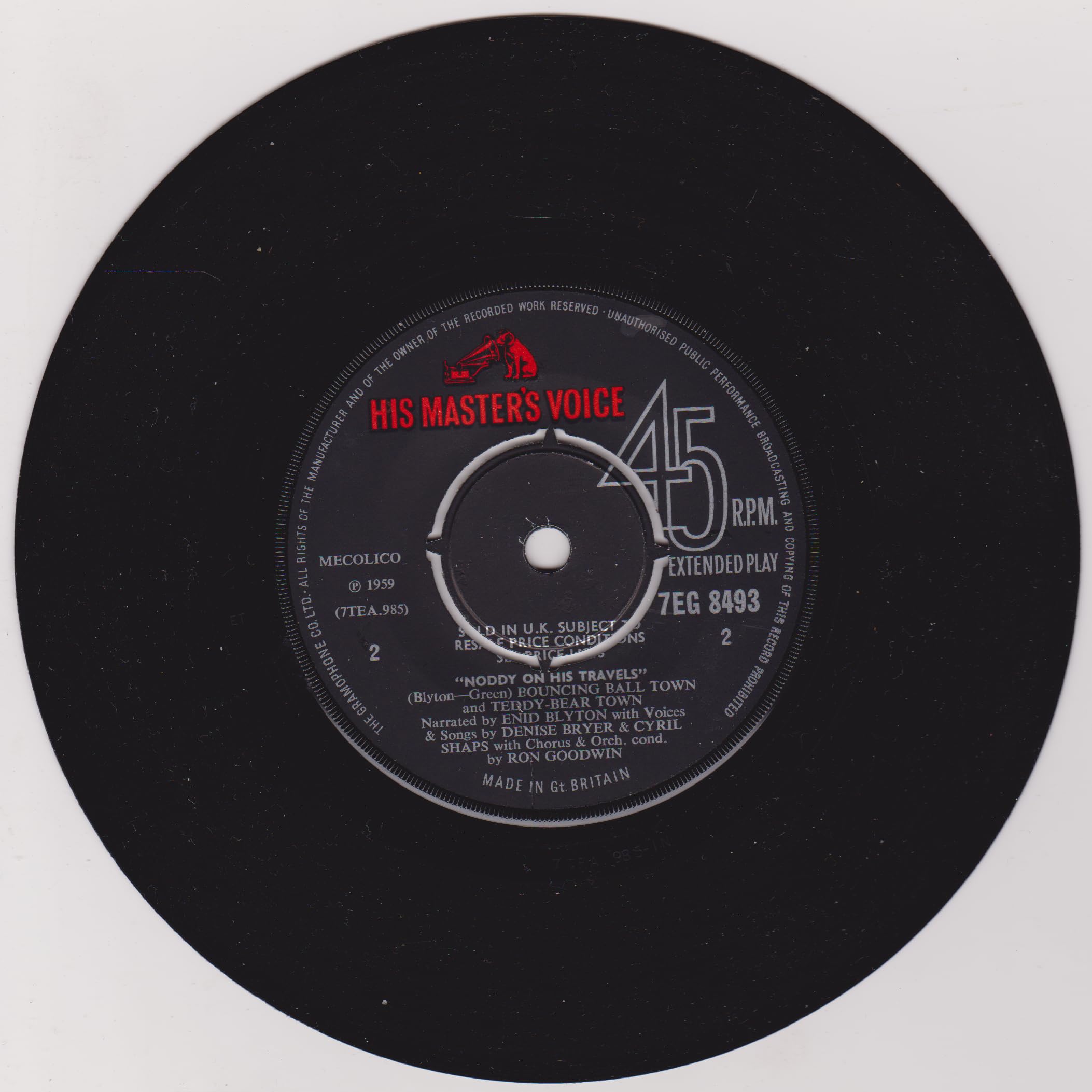 Enid Blyton – Noddy On His Travels (Columbia 1959) 7" vinyl EP VG/VG