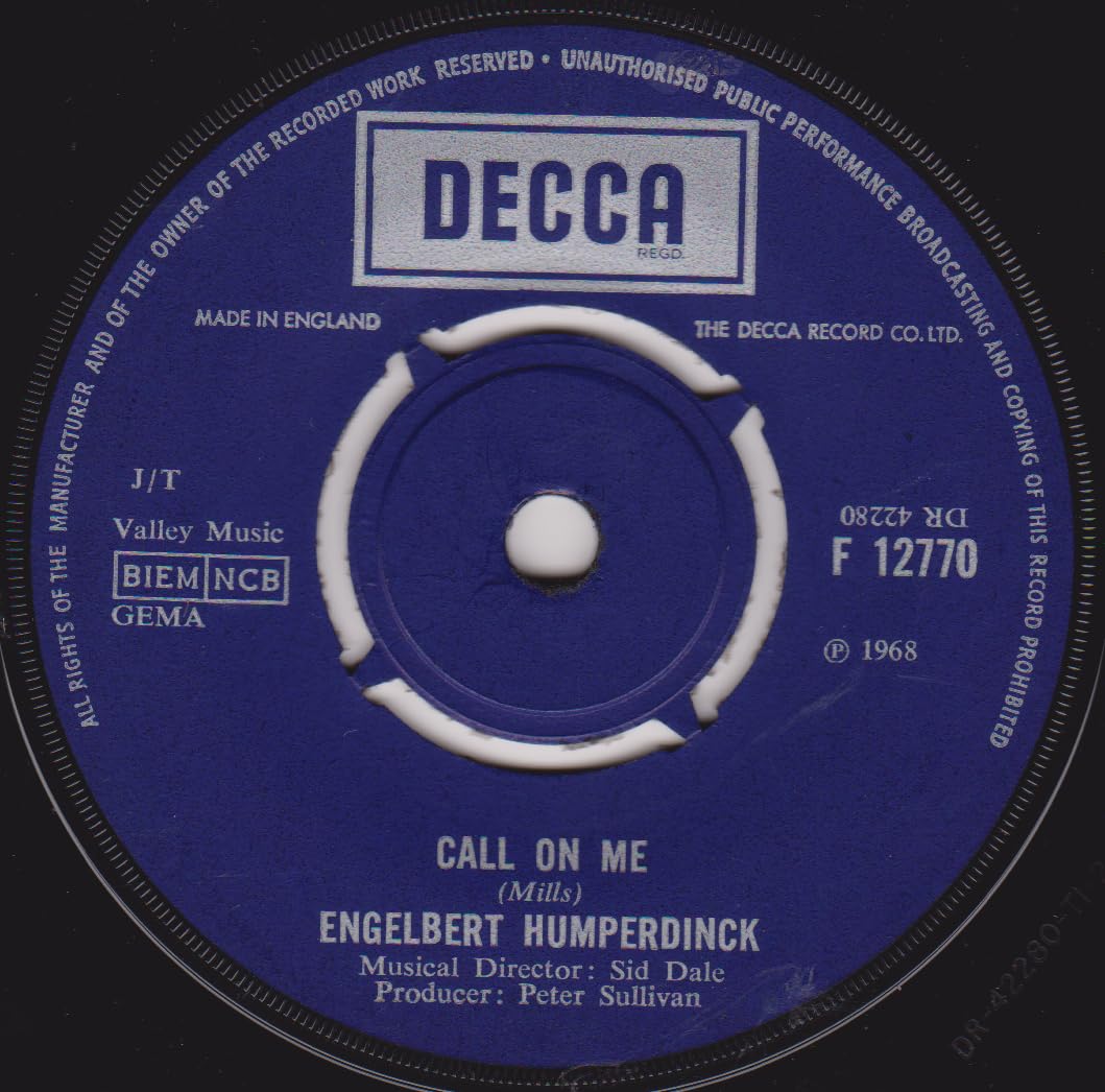 Engelbert Humperdinck ‎– A Man Without Love (Decca 1968) 7" vinyl single VG/-