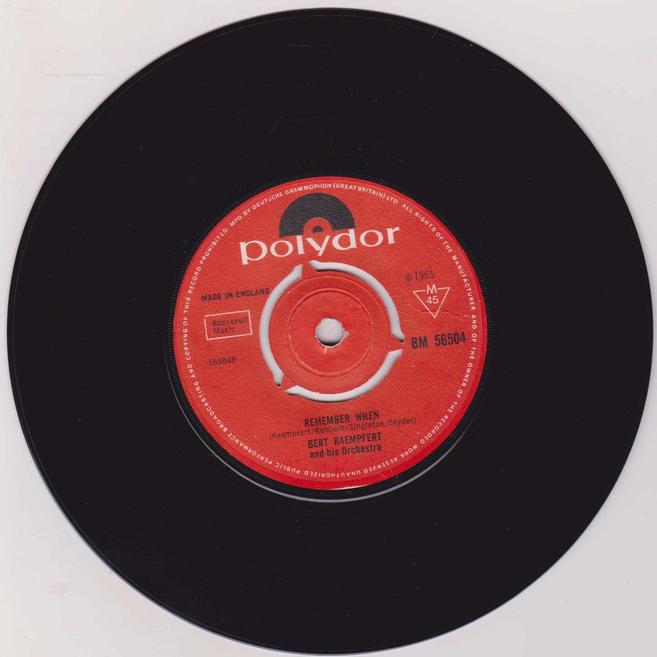 Bert Kaempfert & His Orchestra ‎– Bye Bye Blues (Polydor 1965) 7" vinyl single VG/-