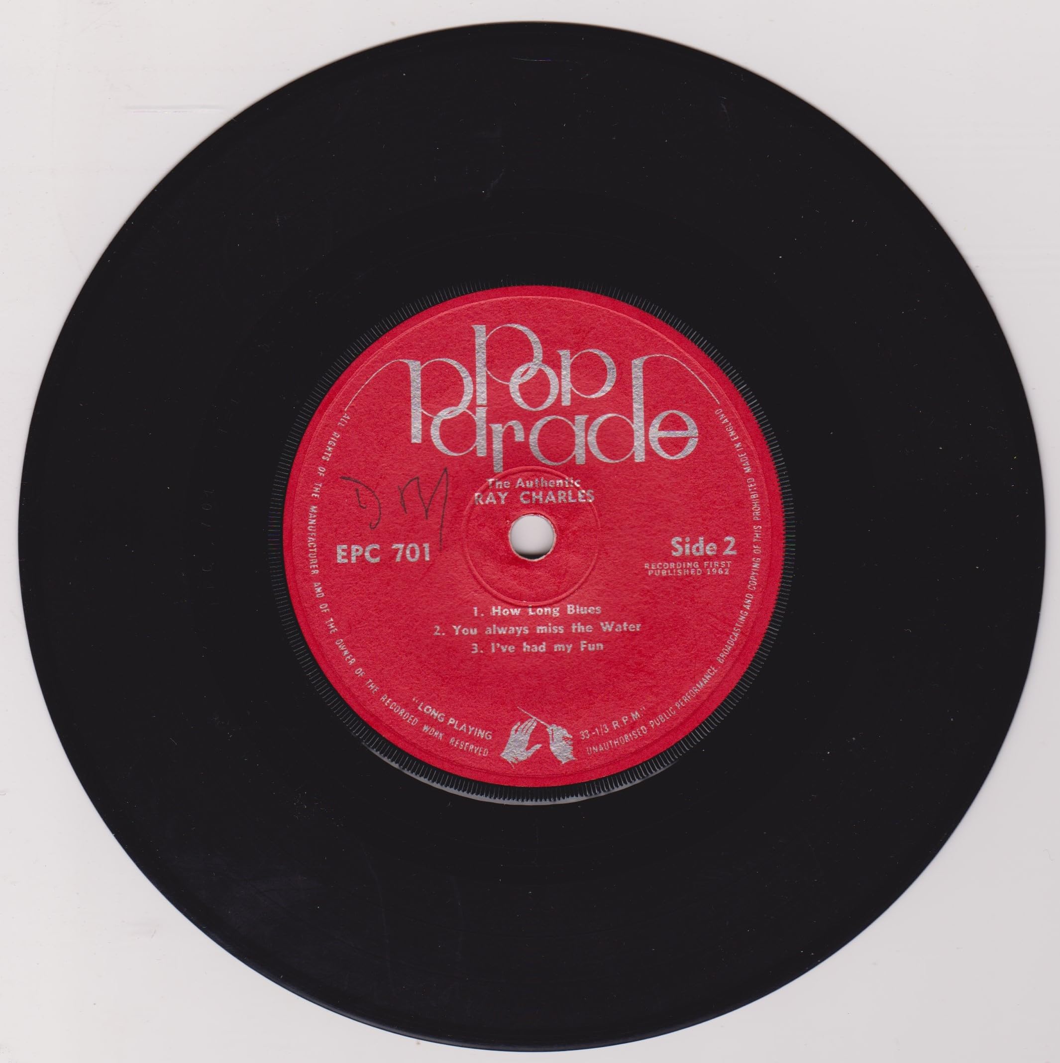 The Authentic Ray Charles (Pop Parade 1962) 7" vinyl EP VG/G+