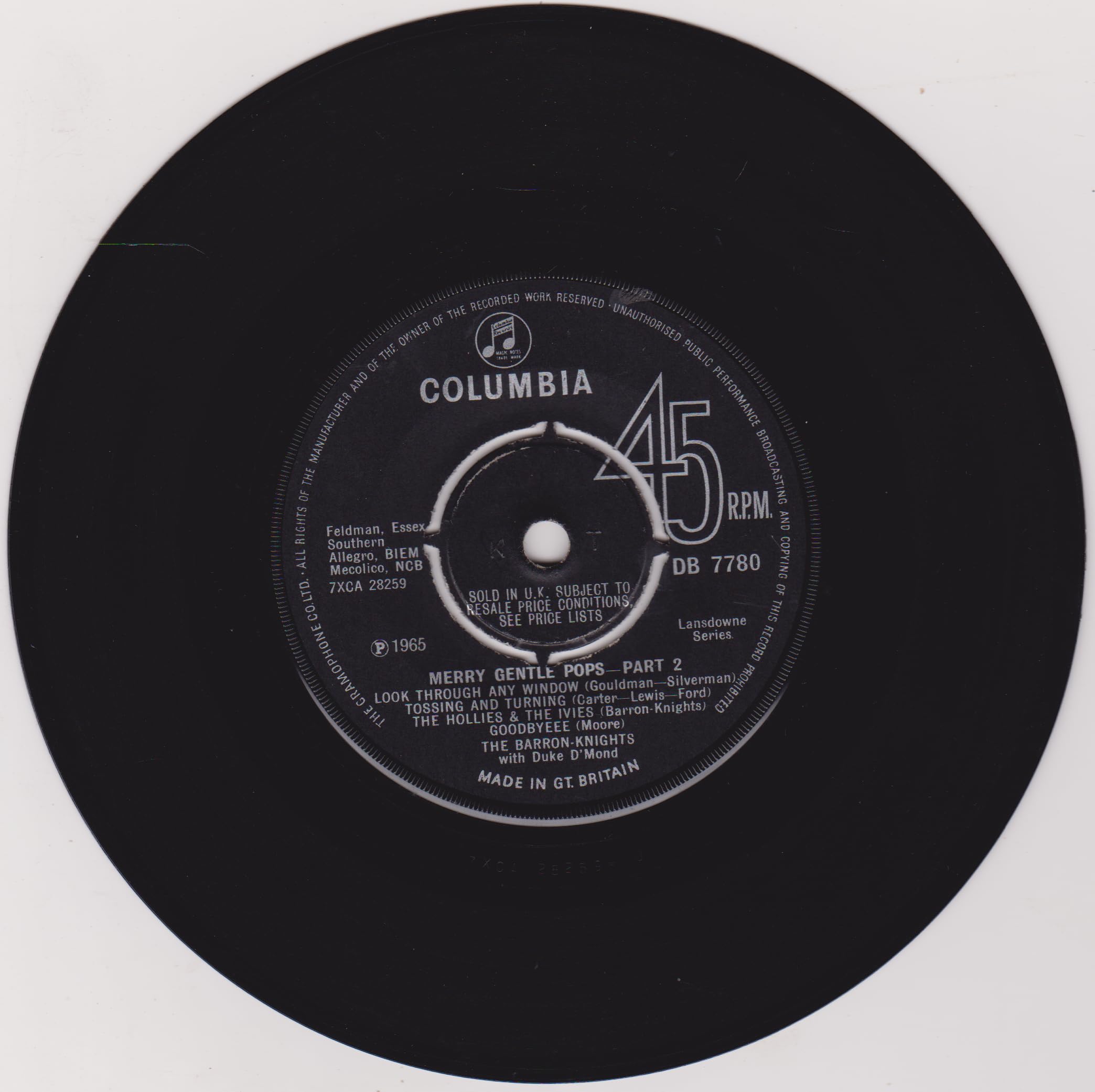 The Barron Knights With Duke D'Mond – Merry Gentle Pops (Colombia 1965) 7" vinyl single VG/-