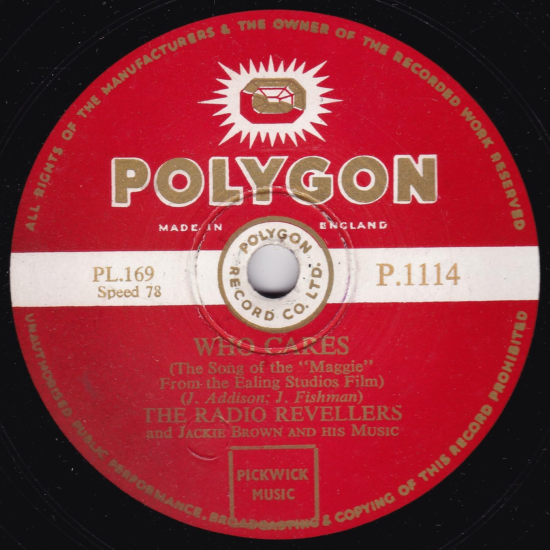 Anthony Steel and the Radio Revellers - West of Zanzibar (Polygon 1954) 10" 78RPM shellac single VG/-