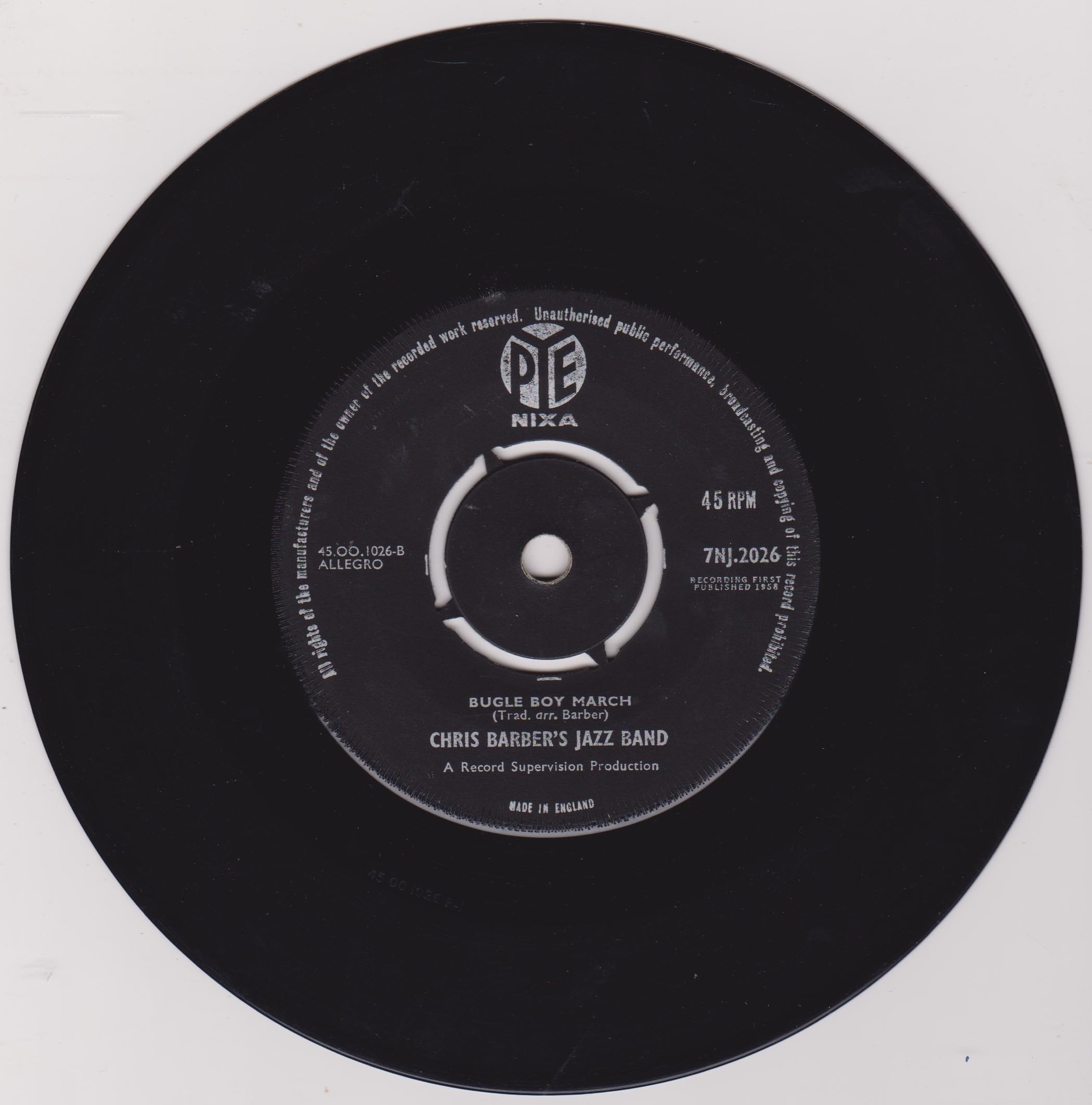 Chris Barber's Jazz Band ‎– Petite Fleu (Pye 1958) 7" vinyl single VG/-