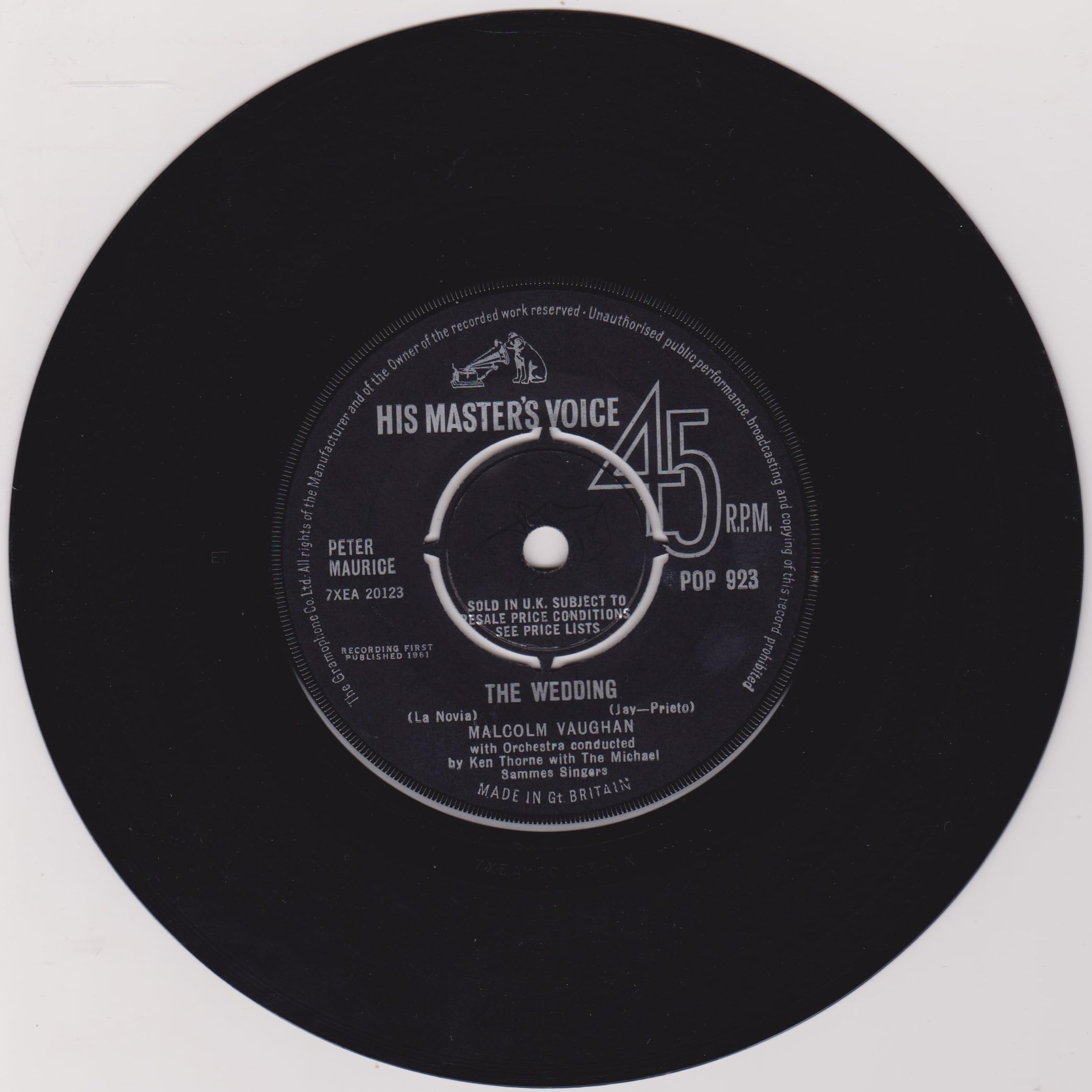 Malcolm Vaughan – The Wedding (HMV) 7" vinyl single VG/VG
