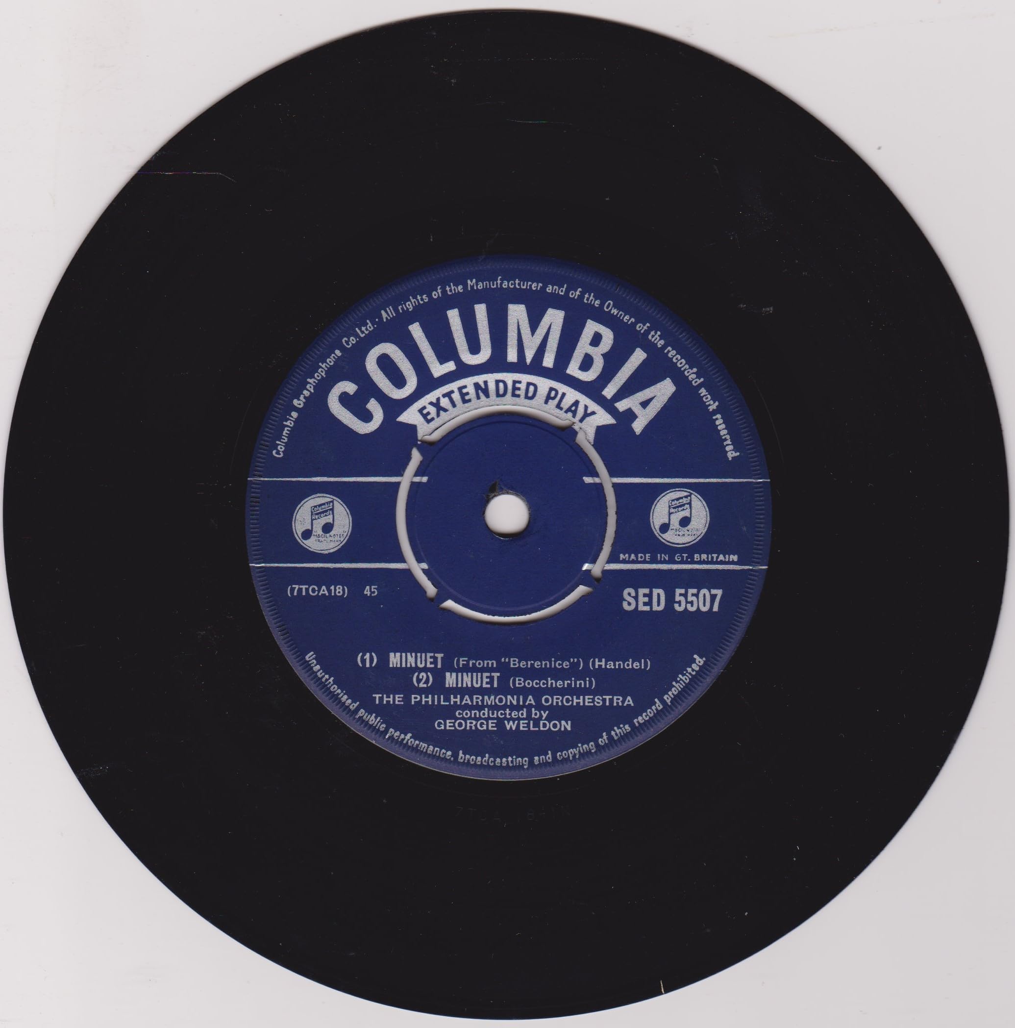 George Weldon, Philharmonia Orchestra ‎– Largo (Columbia) 7" vinyl EP VG/VG