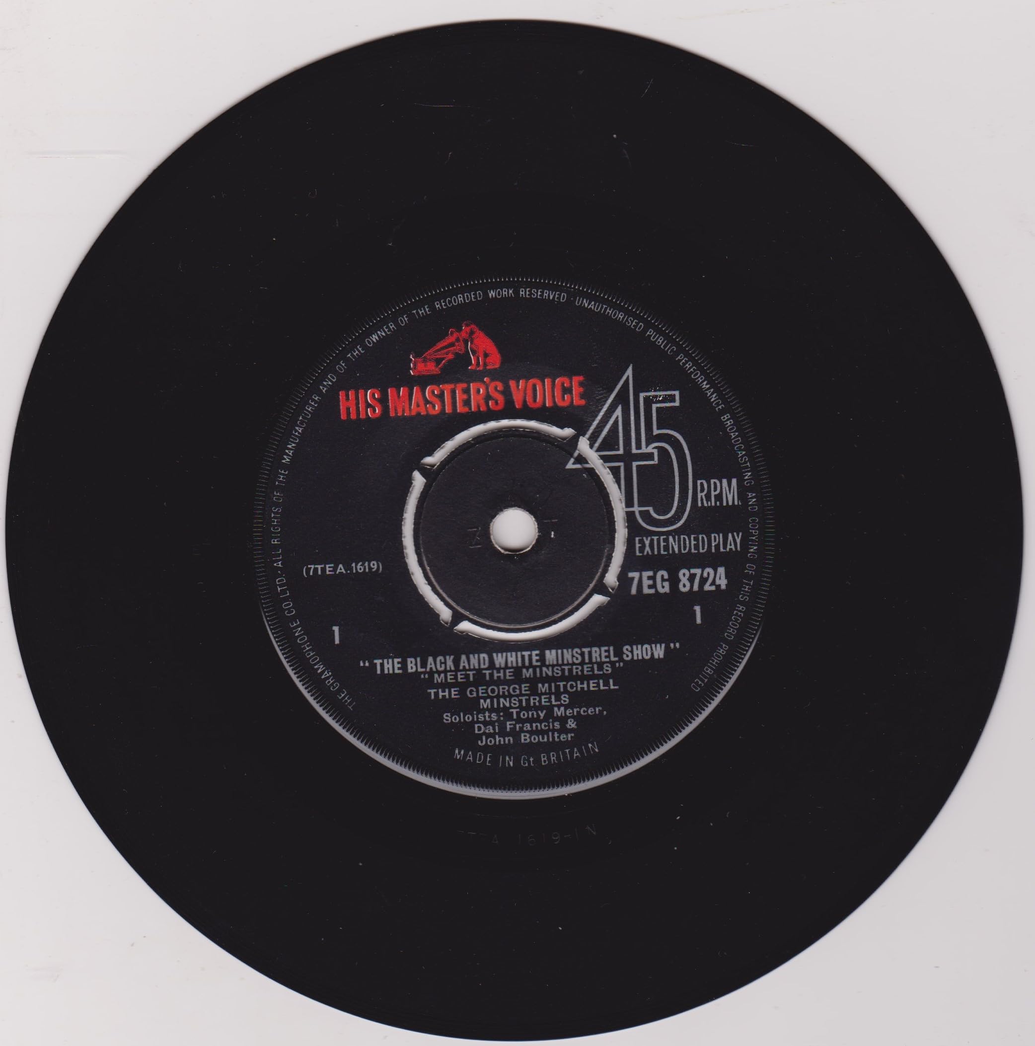 The George Mitchell Minstrels ‎– The Black And White Minstrel Show No.1 (HMV 1961) 7" vinyl EP VG/-