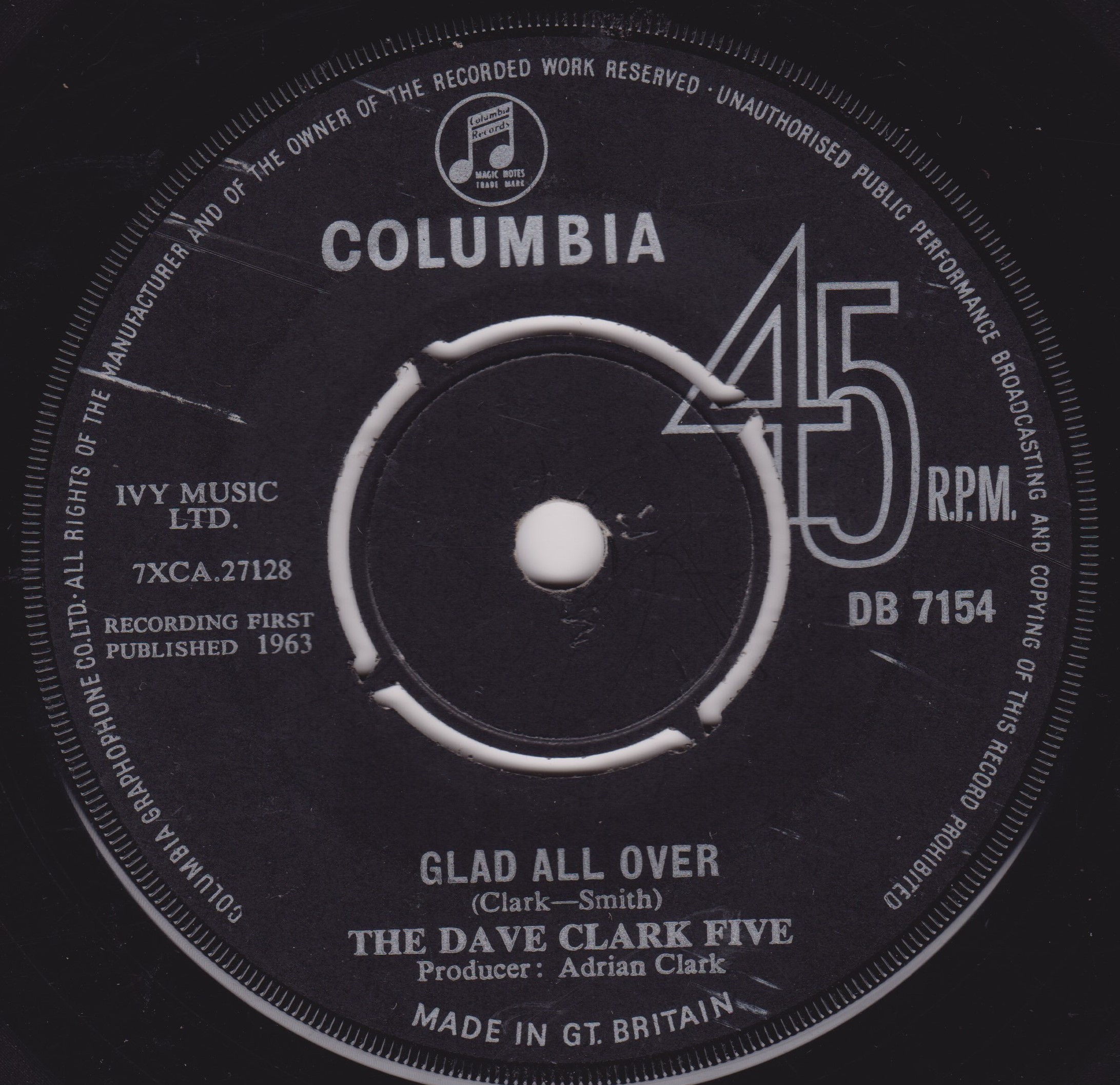 The Dave Clark Five - Glad All Over (Columbia 1963) 7" vinyl single VG/-