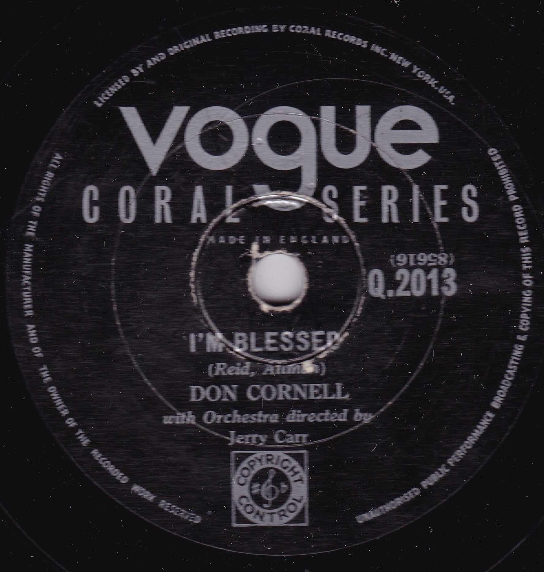 Don Cornell – I'm Blessed (Vogue 1954) 10" 78RPM shellac single VG/-
