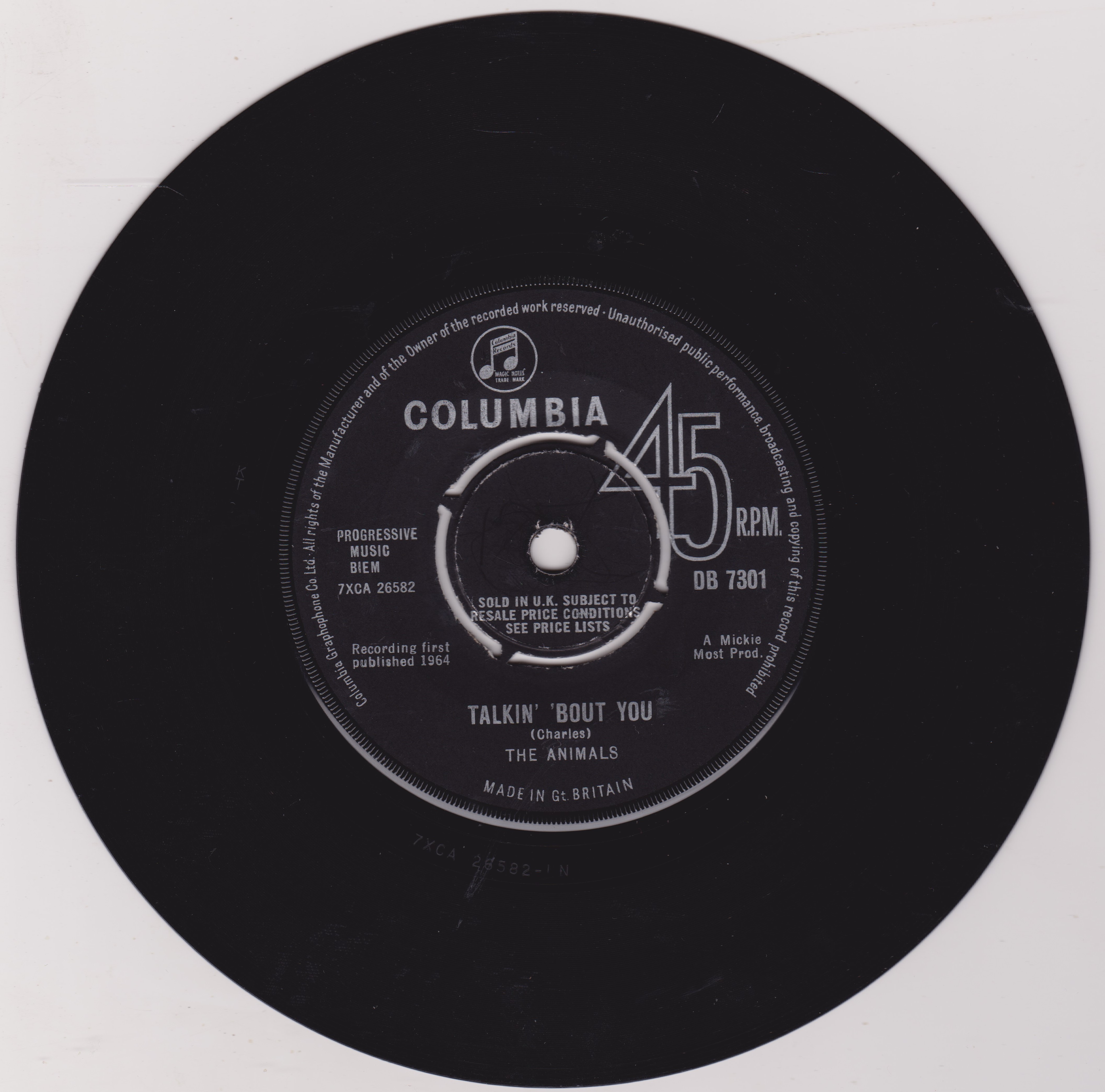 The Animals – The House Of The Rising Sun (Columbia 1964) 7" vinyl single VG/VG