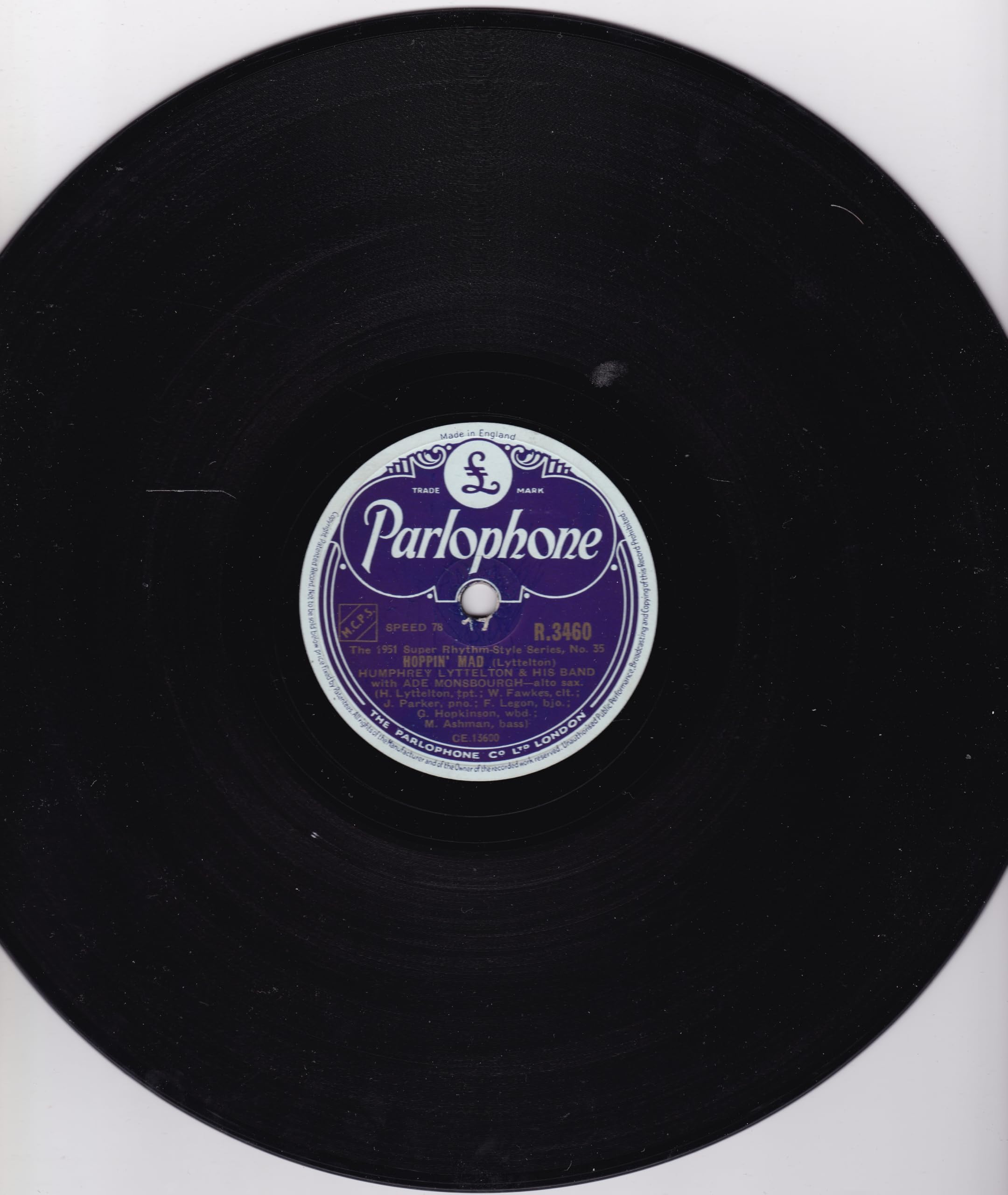Humphrey Lyttelton & His Band ‎– Hoppin' Mad (Parlophone 1951) 10" 78RPM shellac single VG/-