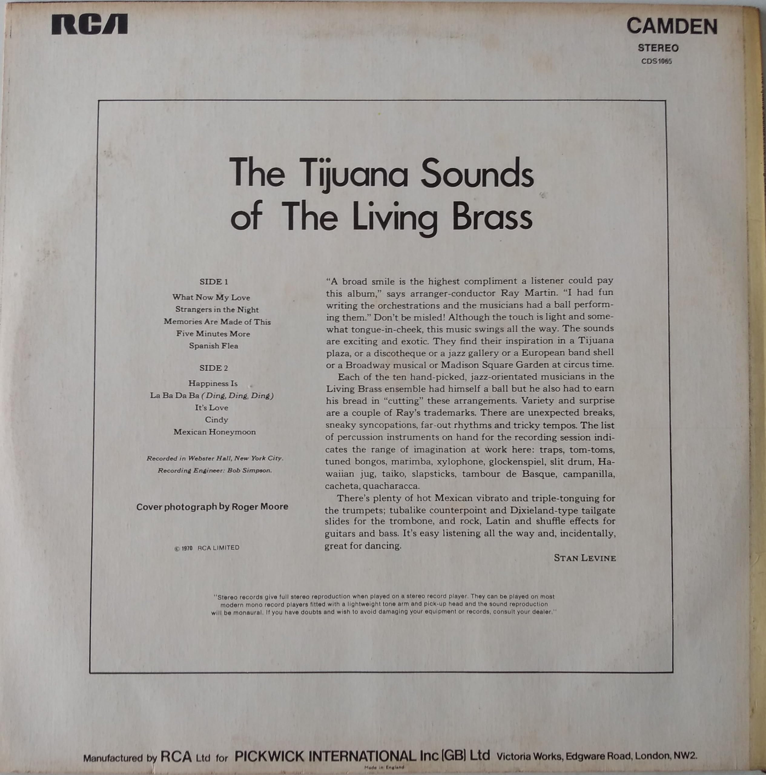 Living Brass – The Tijuana Sounds Of The Living Brass (RCA 1970) 12" vinyl LP VG/VG