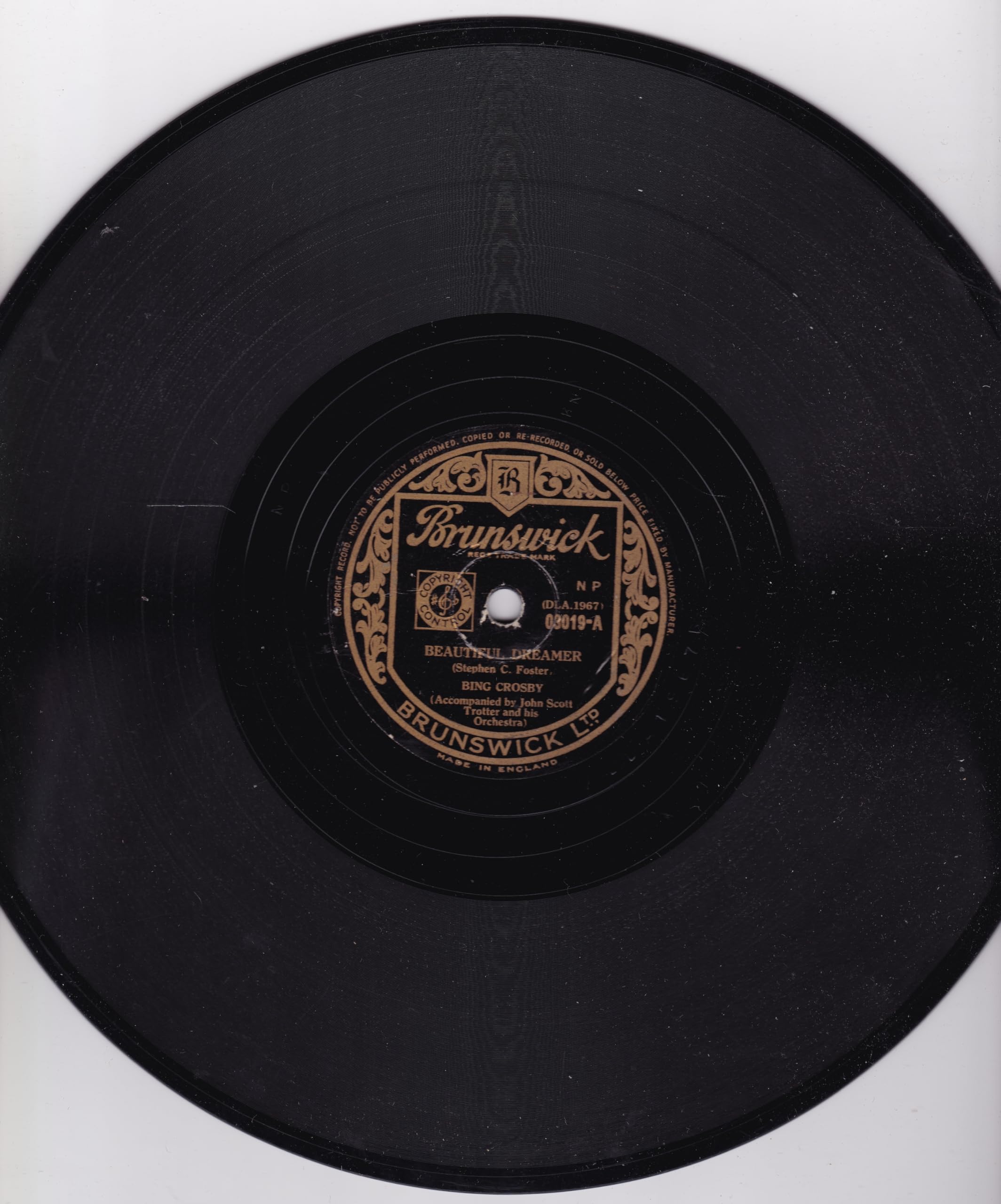 Bing Crosby ‎– Beautiful Dreamer (Brunswick) 10" 78 RPM shellac single VG/-