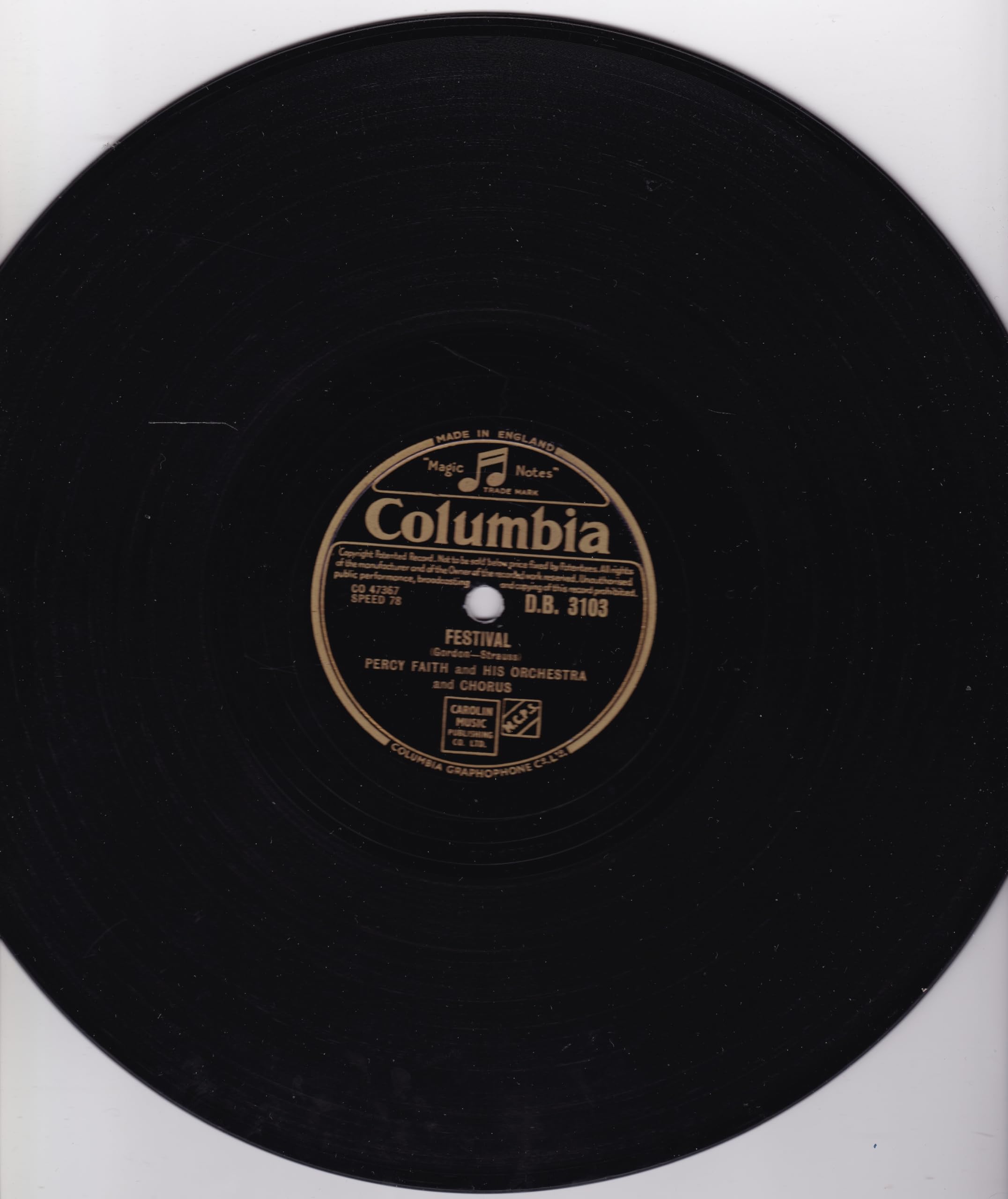 Percy Faith And His Orchestra - Delicado (Columbia 1952) 10" 78RPM shellac single VG/-