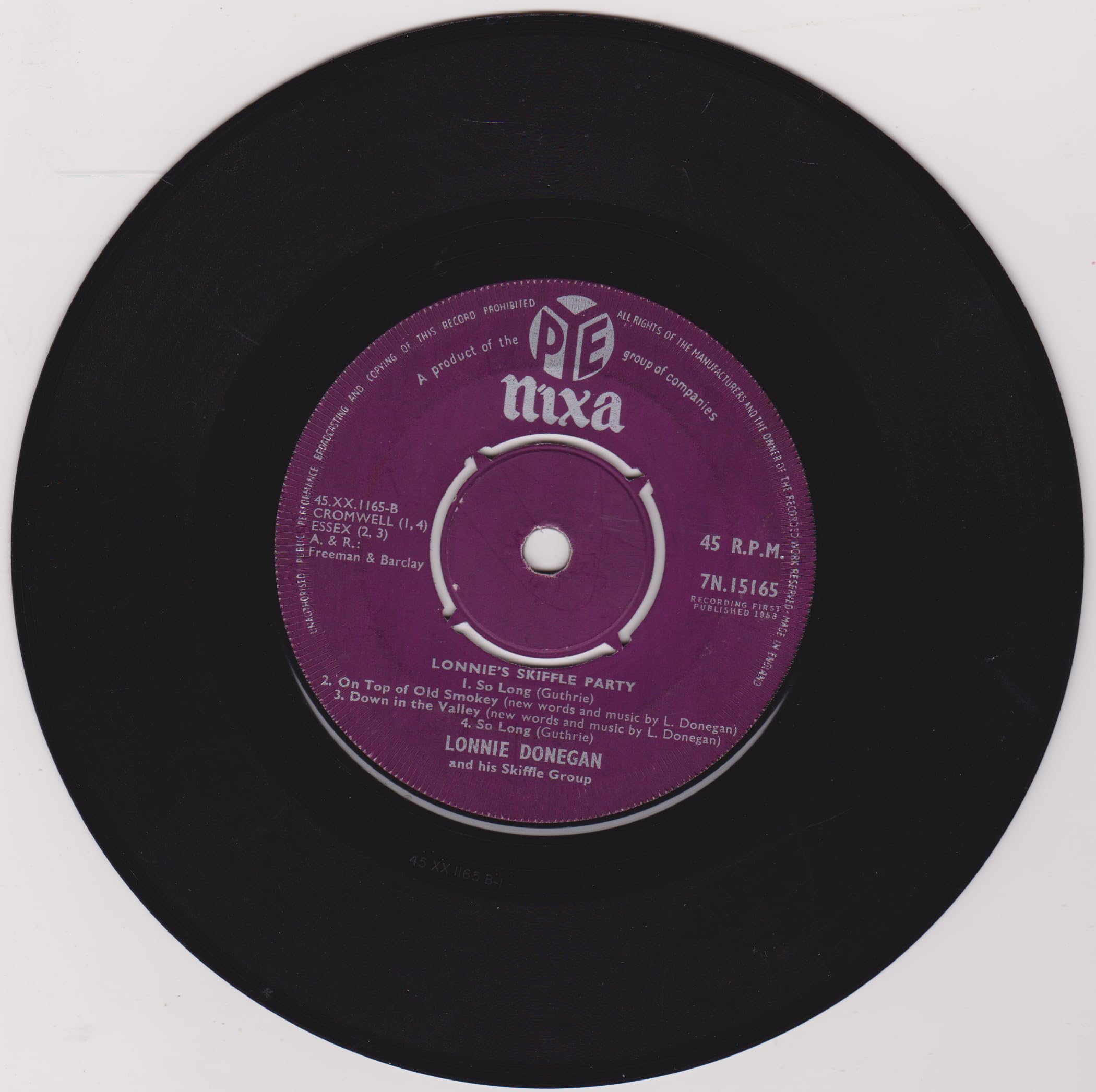 Lonnie Donegan And His Skiffle Group – Lonnie's Skiffle Party (Pye 1958) 7" vinyl single VG/-