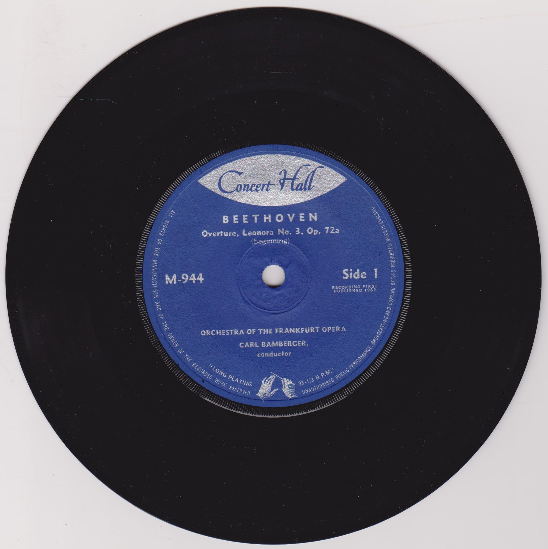 Beethoven – Leonora Overture No. 3 (Concert Hall 1963) 7" vinyl EP VG/VG