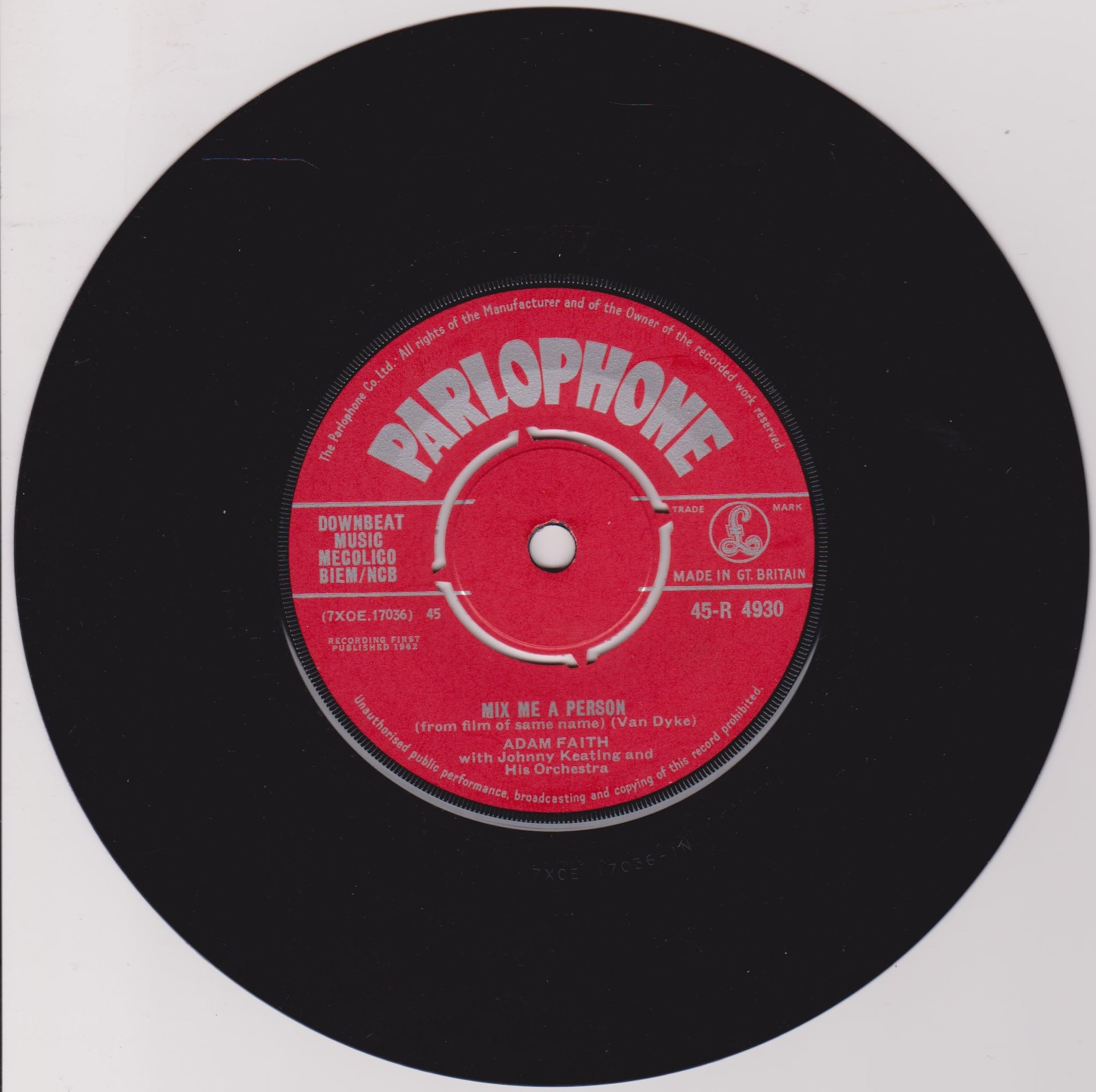 Adam Faith ‎– Mix Me A Person (Parlophone 1962) 7" vinyl single VG/-