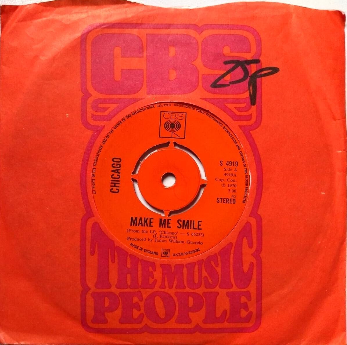 Chicago – Make Me Smile (CBS 1970) 7" vinyl single VG/VG