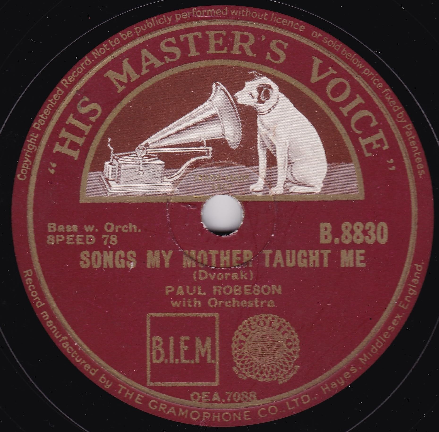 Paul Robeson - Trees (HMV) 10" 78 RPM shellac single VG/-