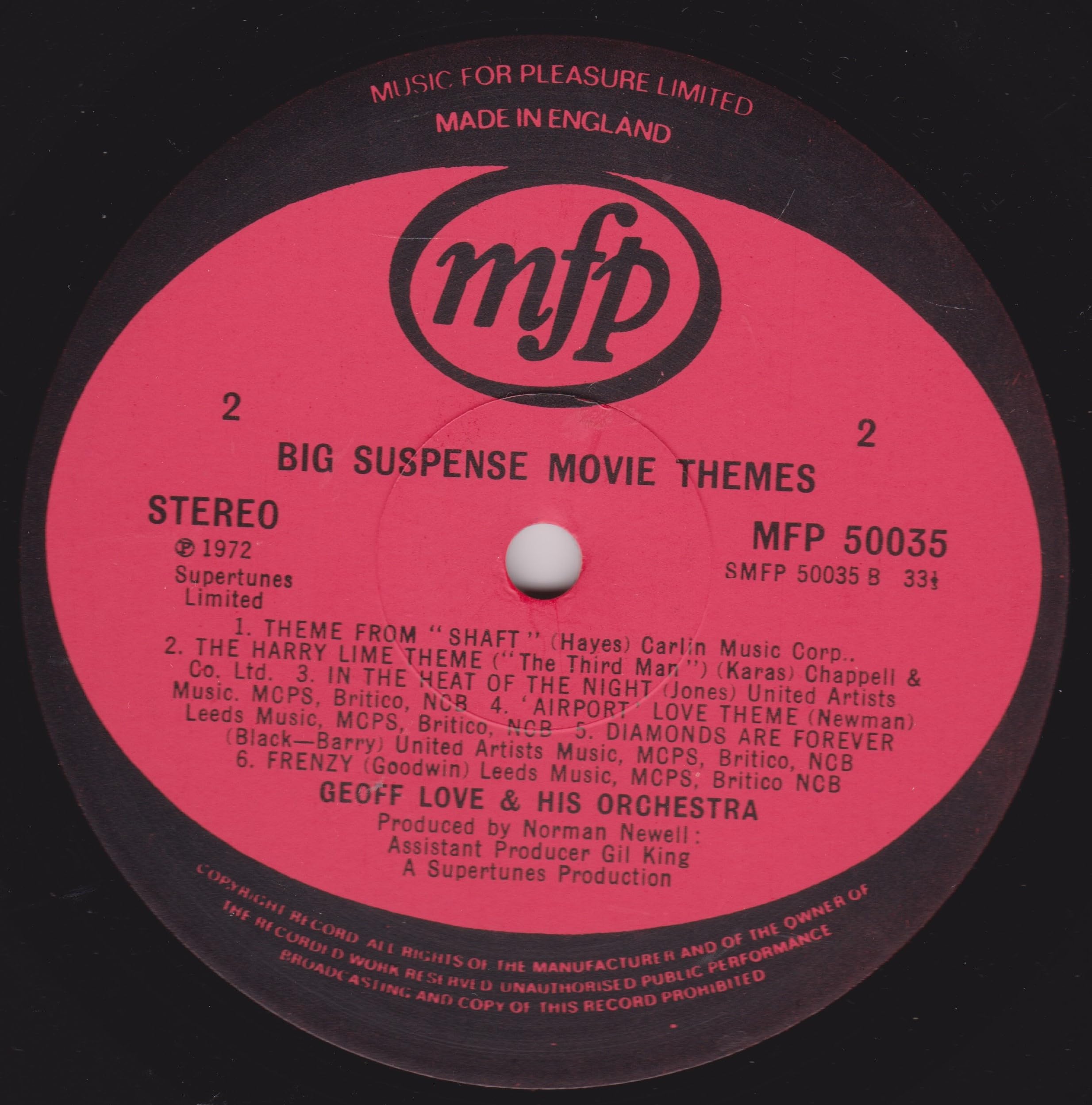 Geoff Love - Big Suspense Movie Themes (EMI 1972) 12" vinyl LP VG/VG